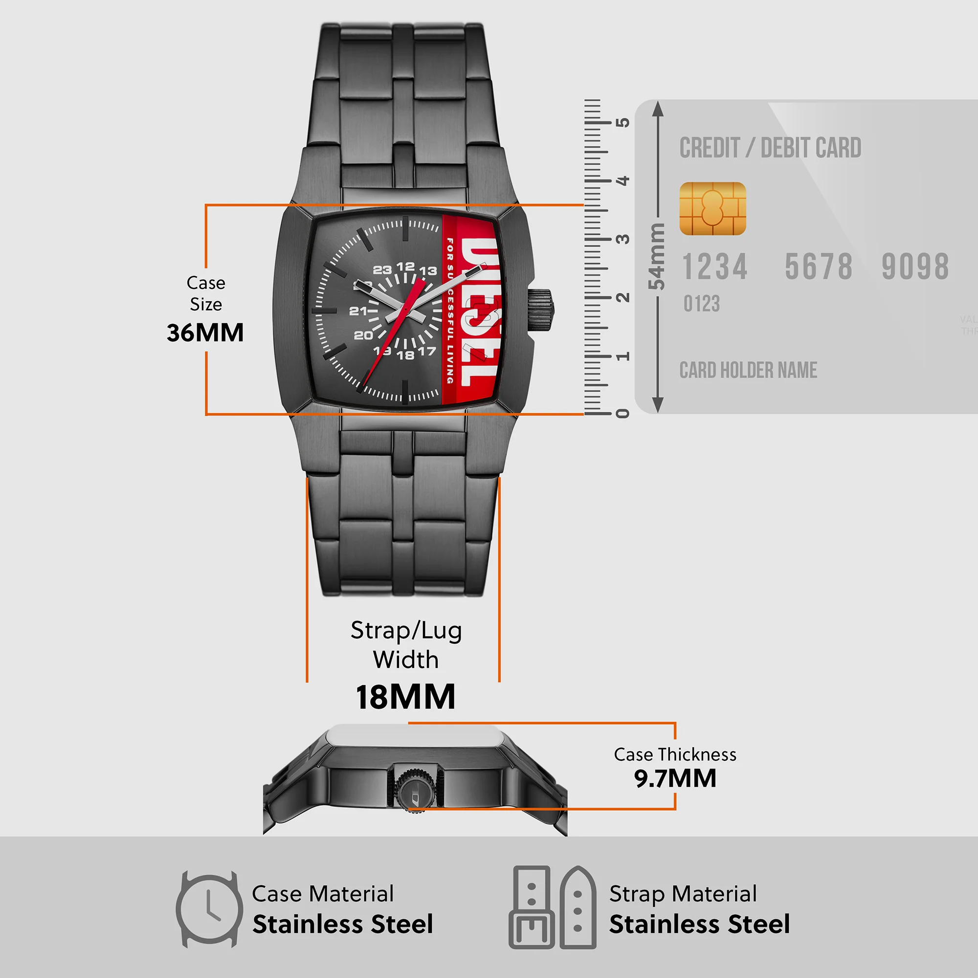 Cliffhanger Men Quartz Grey Dial Analog Stainless Steel Watch DZ2188 - Image 5