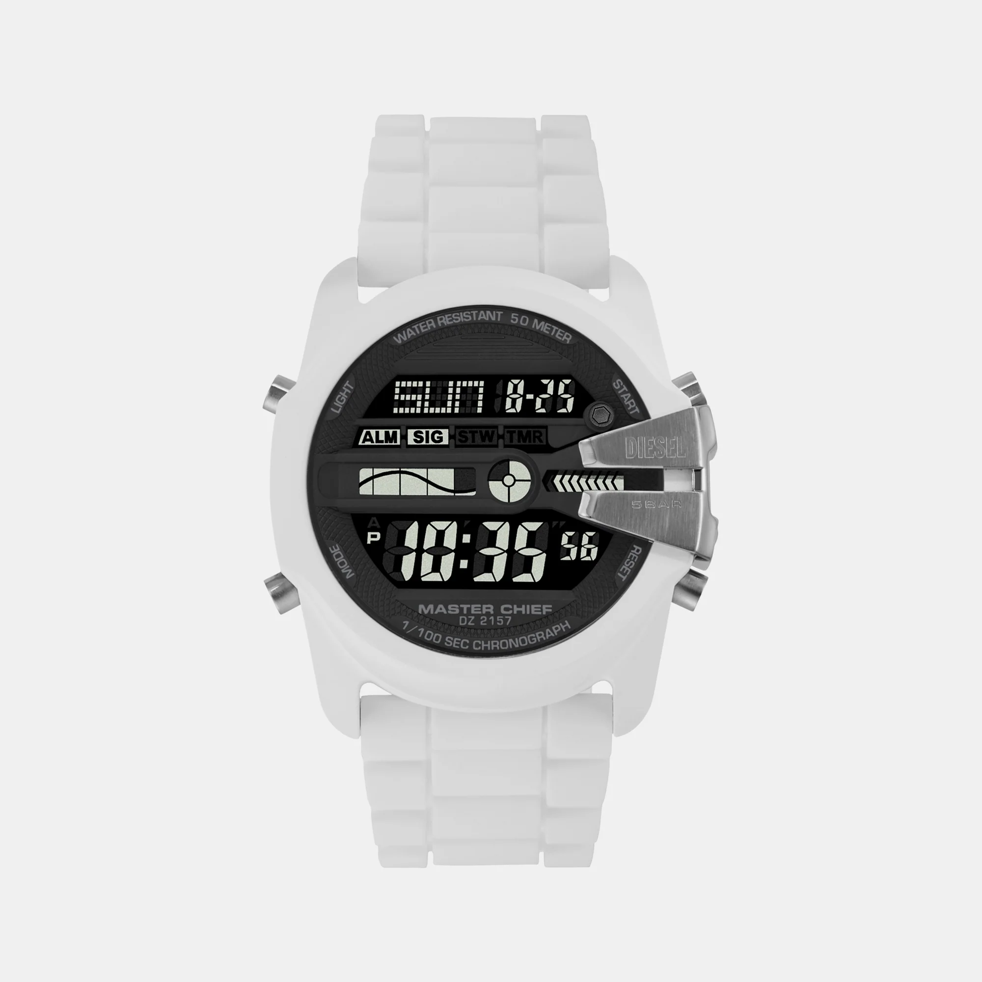 Master Chief Men LCD White Dial Digital Silicone Watch DZ2157