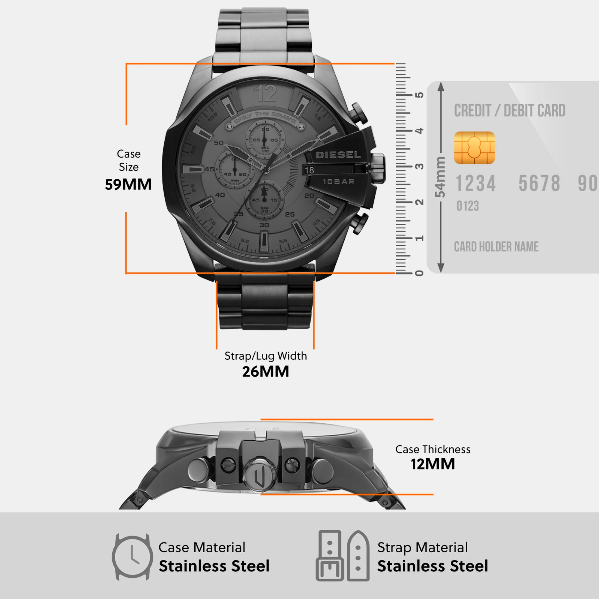 Mega Chief Men Quartz Grey Dial Chronograph Stainless Steel Watch DZ4282 - Image 5