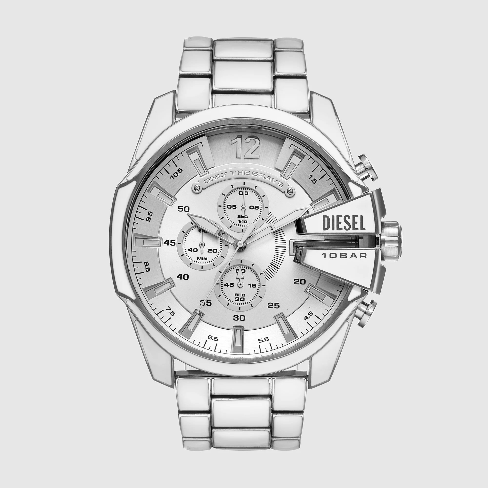 Mega Chief Men Quartz Silver Dial Chronograph Stainless Steel Watch DZ4660