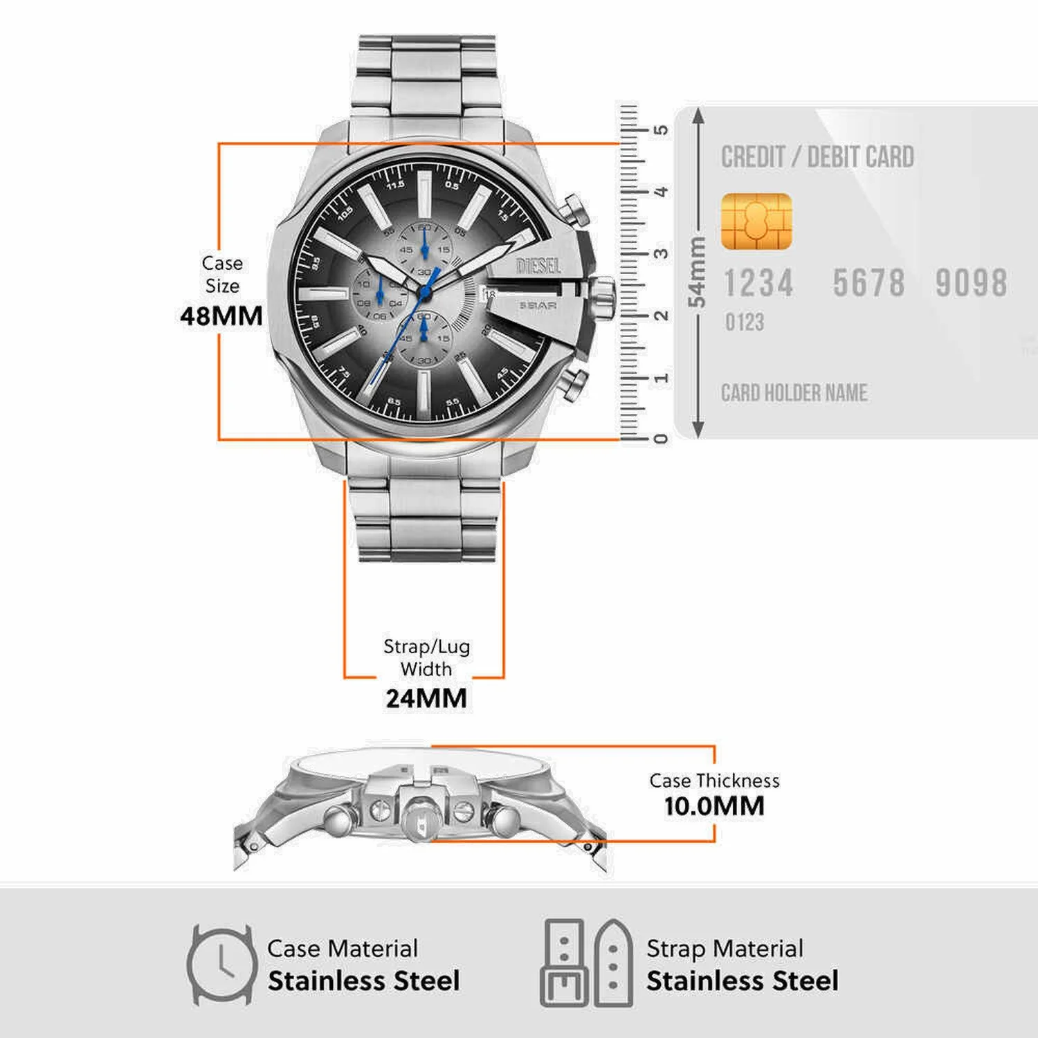 Mega Chief Slim Men Quartz Two Tone Dial Chronograph Stainless Steel Watch DZ4686 - Image 4