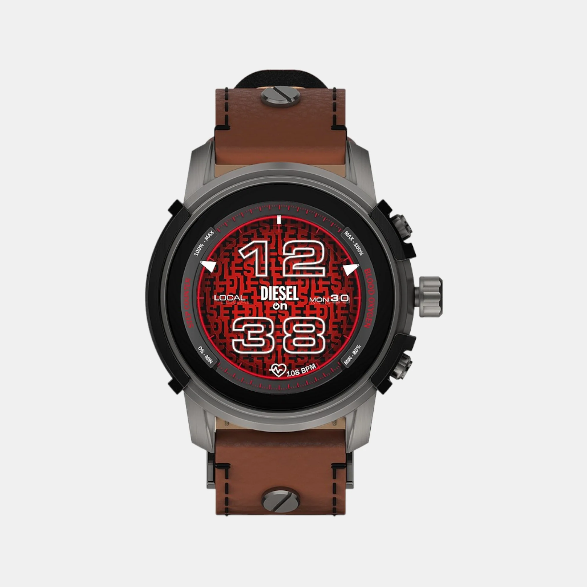 Men Automatic Black Dial Digital Leather Watch DZT2043