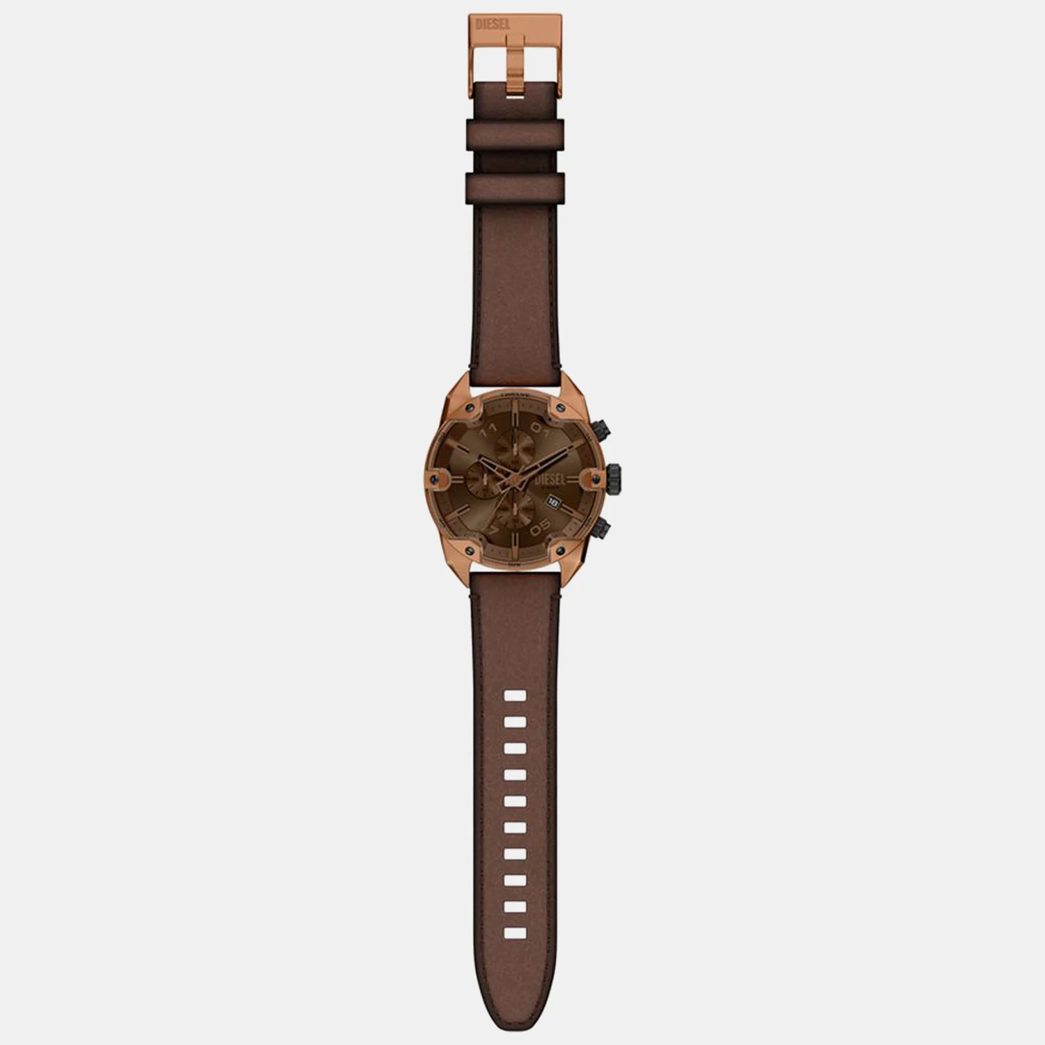 Men Quartz Brown Dial Analog Leather Watch DZ4698 - Image 6