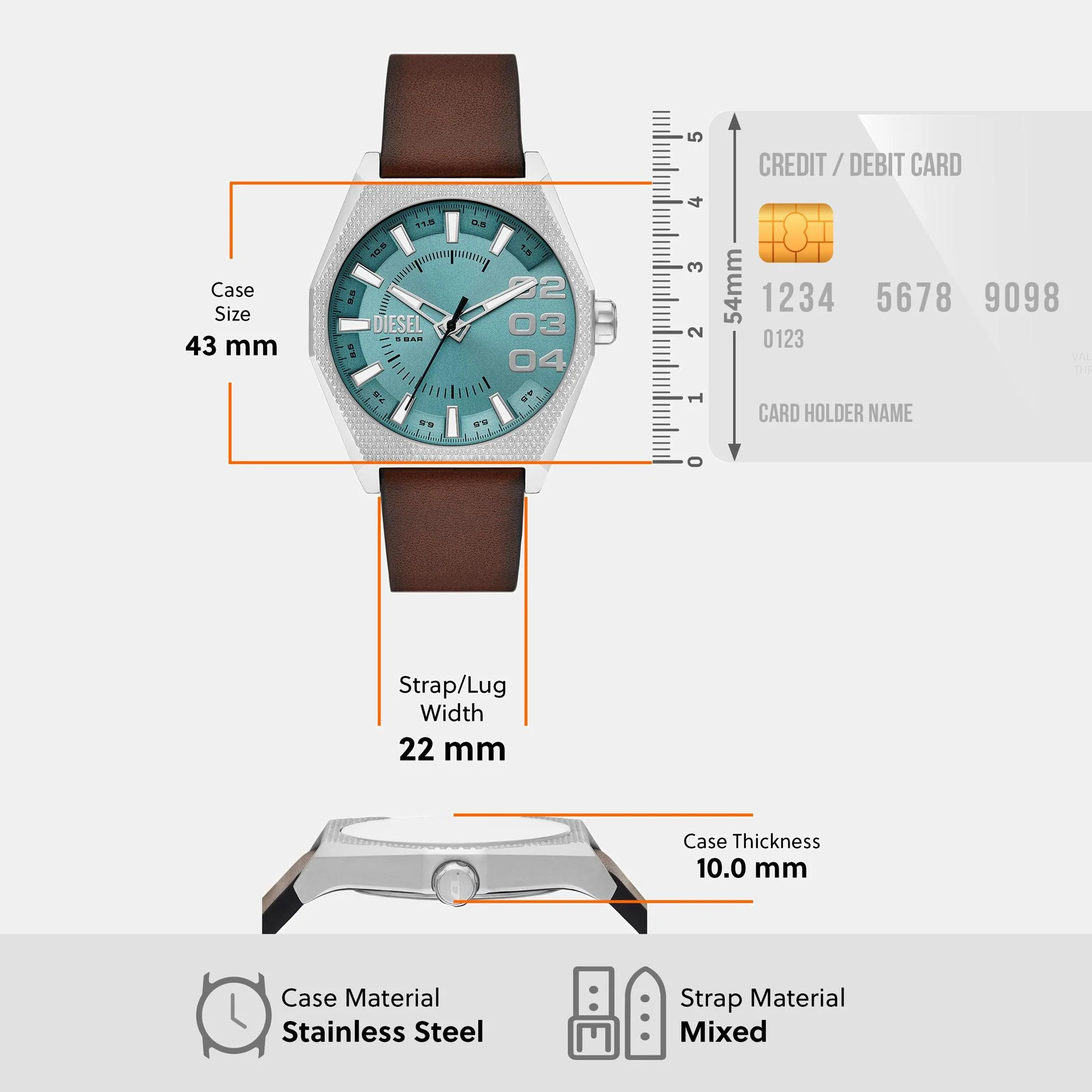 Scraper Men Quartz Blue Dial Analog Leather Watch DZ2174 - Image 8