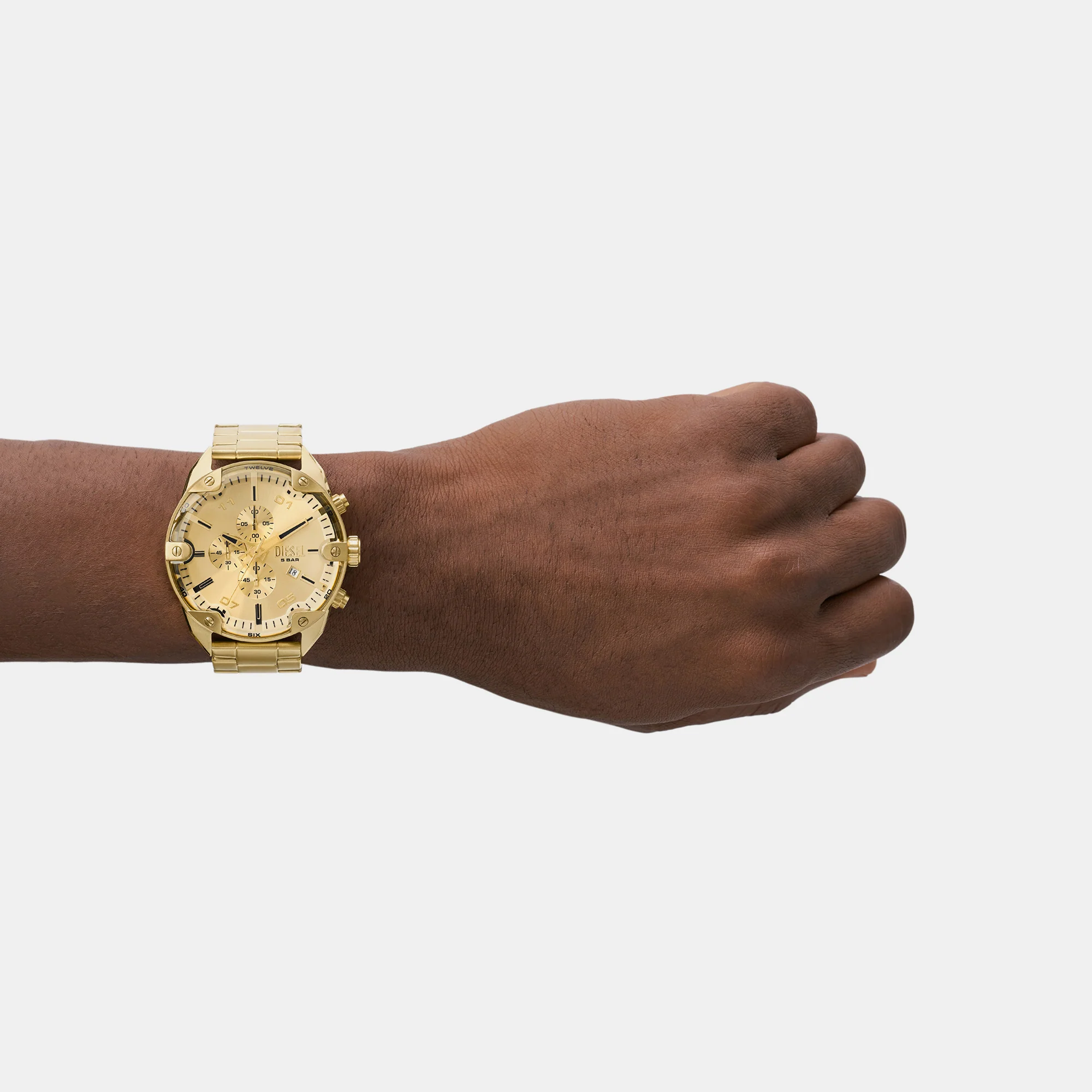 Spiked Men Quartz Gold Dial Chronograph Stainless Steel Watch DZ4608 - Image 6