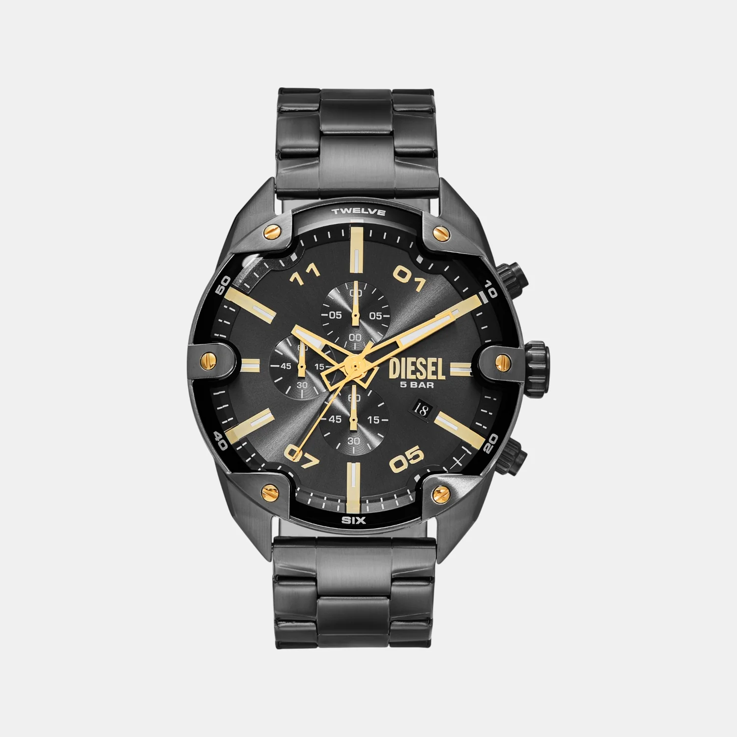 Spiked Men Quartz Grey Dial Chronograph Stainless Steel Watch DZ4669 - Image 2