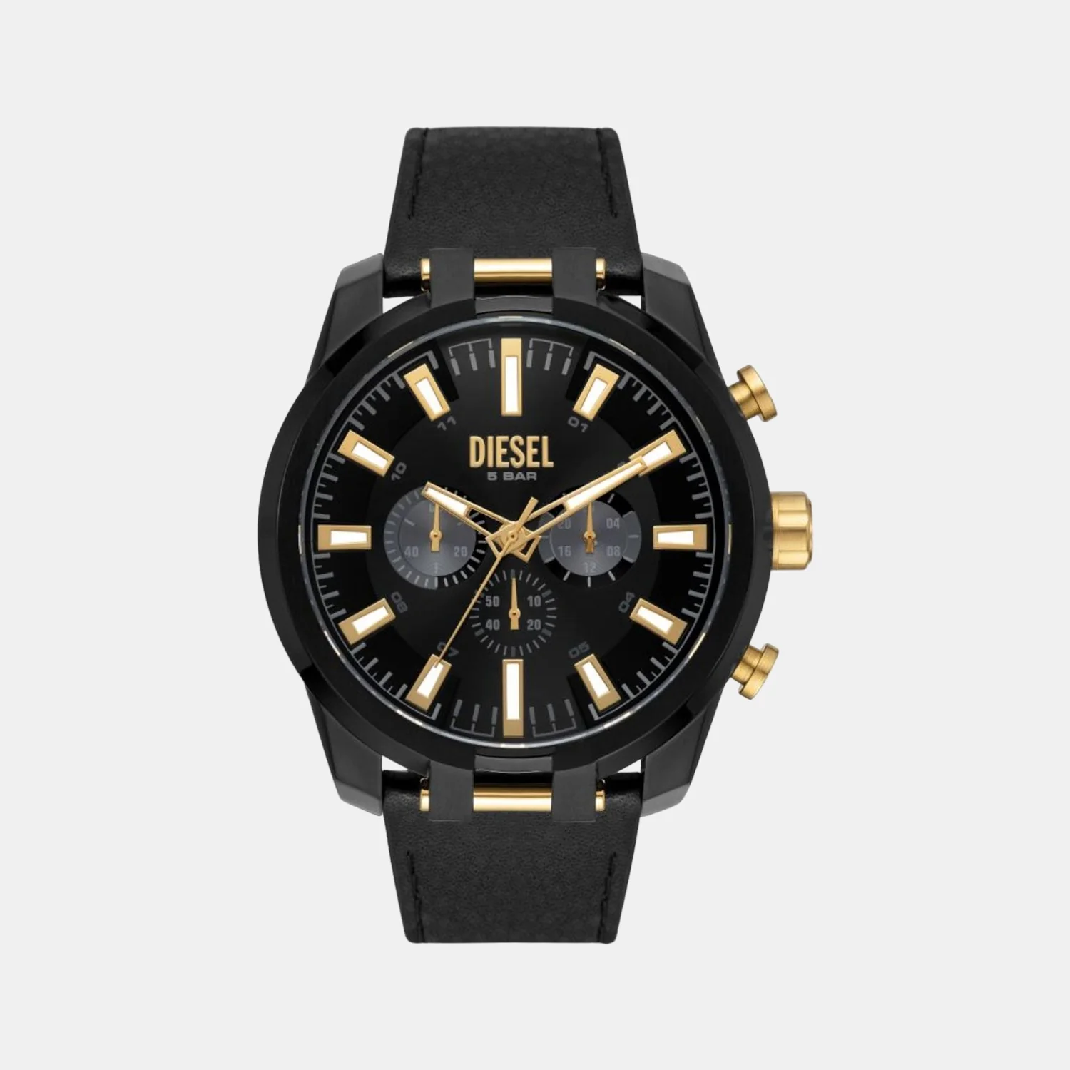 Split Men Quartz Black Dial Chronograph Leather Watch DZ4610