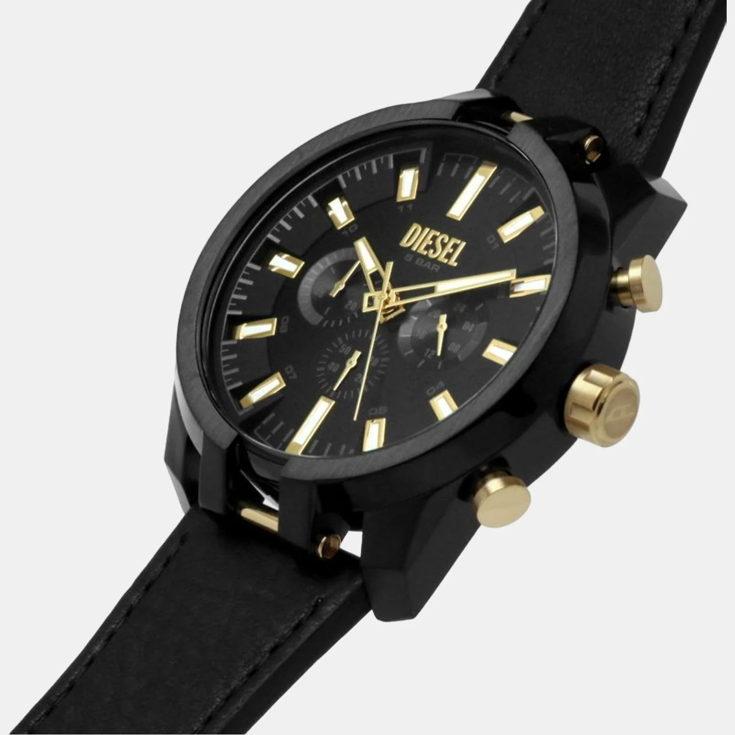 Split Men Quartz Black Dial Chronograph Leather Watch DZ4610 - Image 6