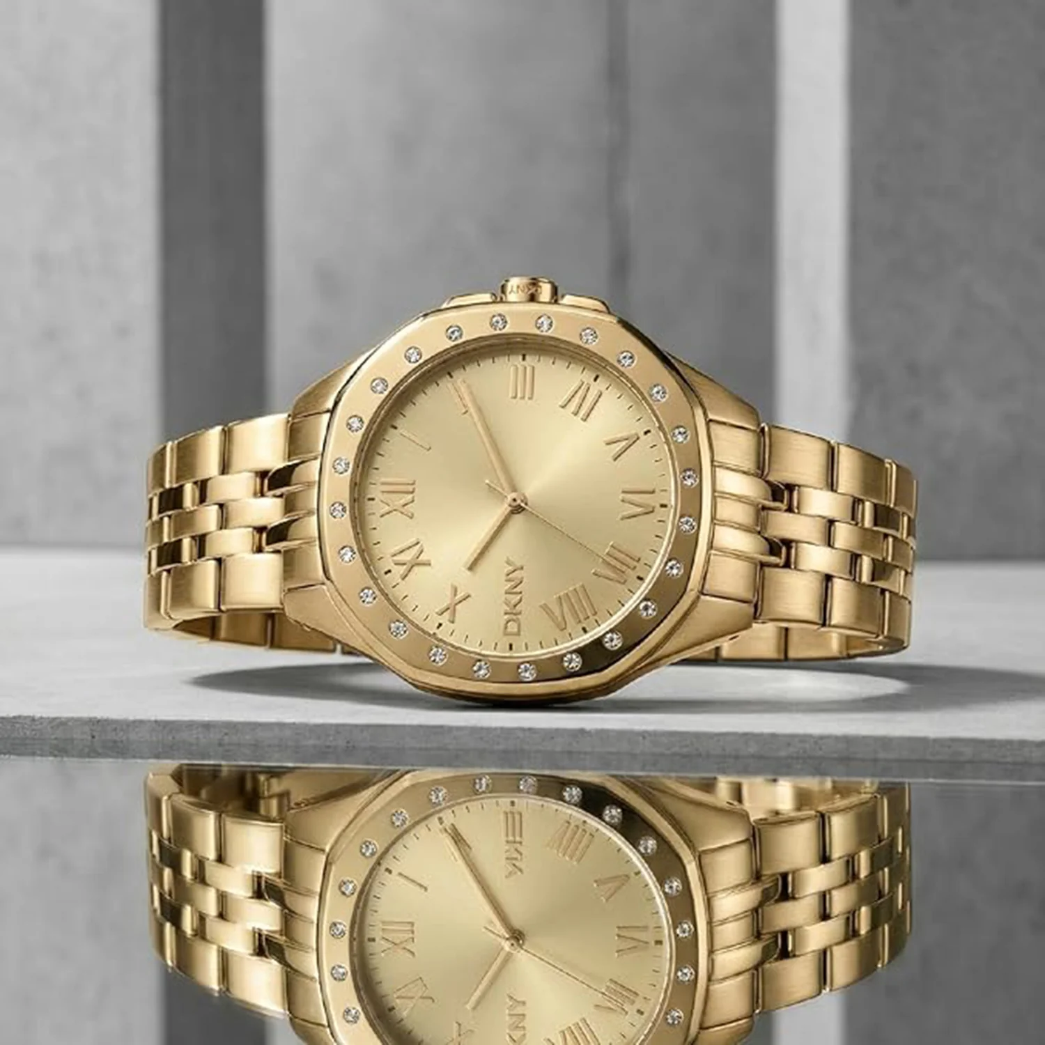 Brooklyn Maxi Women Quartz Champagne Dial Analog Stainless Steel Watch DK1L011M0045 - Image 5