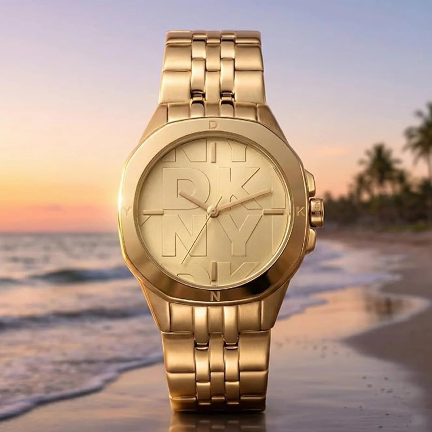 Brooklyn Midi Women Quartz Champagne Dial Analog Stainless Steel Watch DK1L012M0065 - Image 4