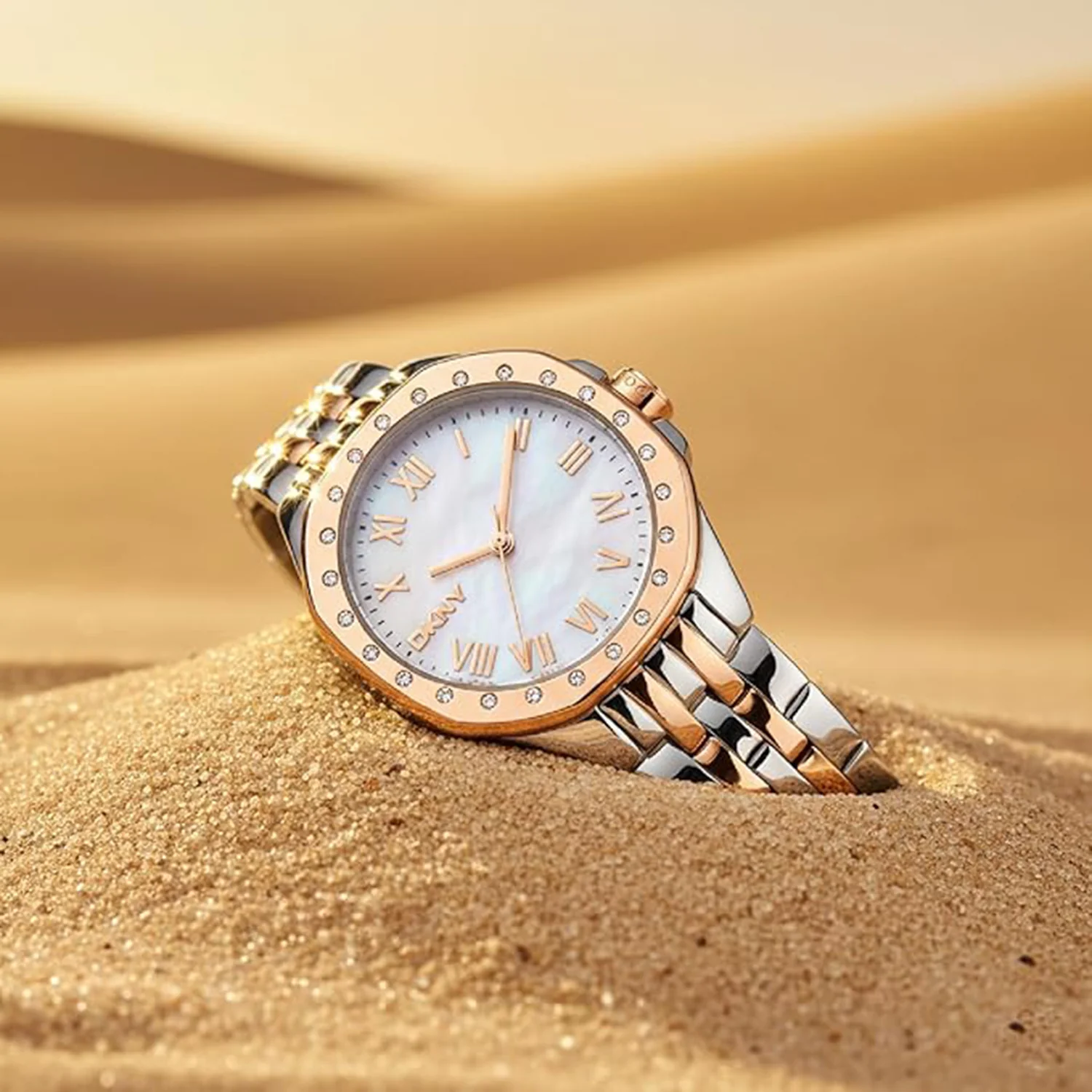 Brooklyn Mini Women Quartz White Mother Of Pearl Dial Analog Stainless Steel Watch DK1L013M0105 - Image 3