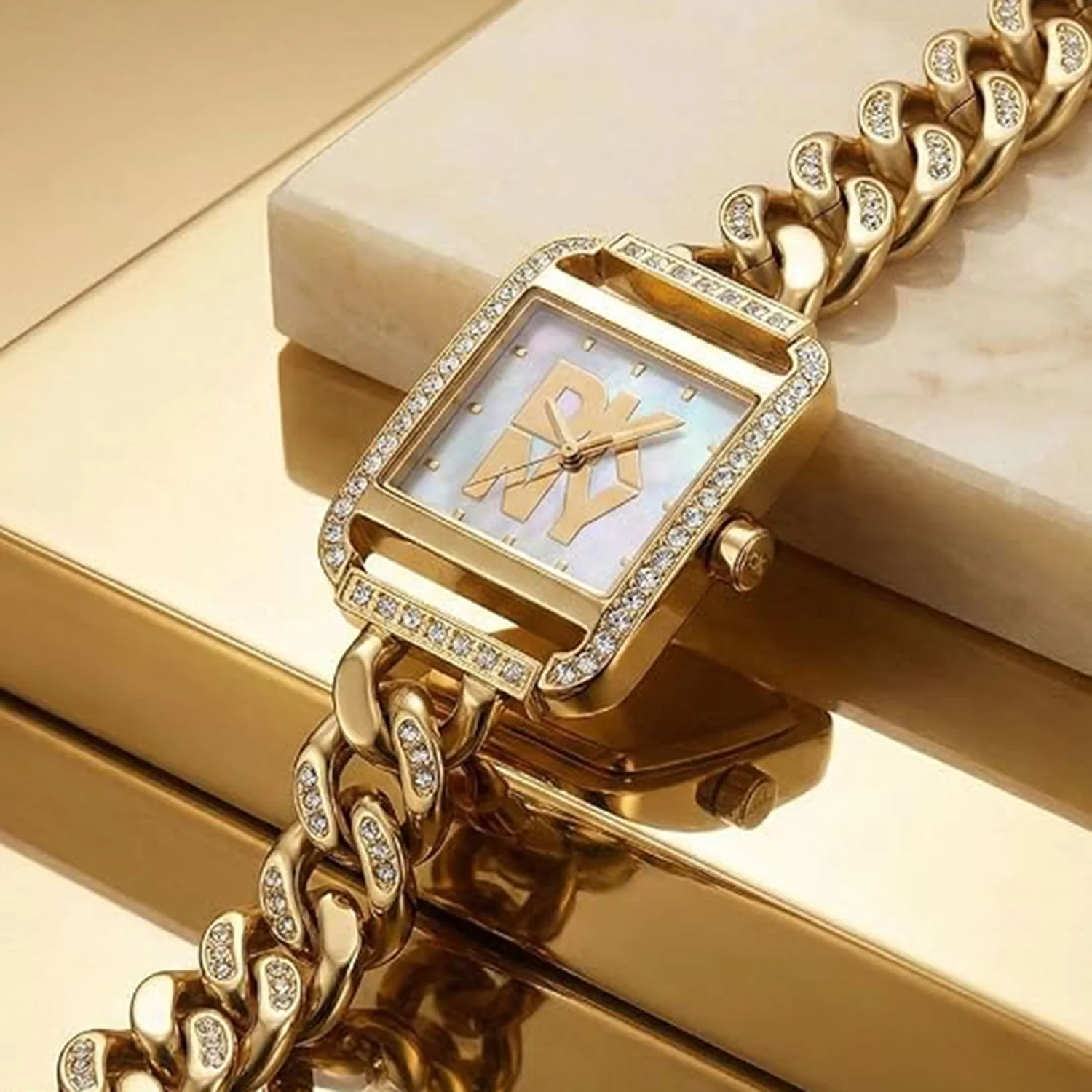 City Glitz Women Quartz White Mother Of Pearl Dial Analog Stainless Steel Watch DK1L080M0025 - Image 4