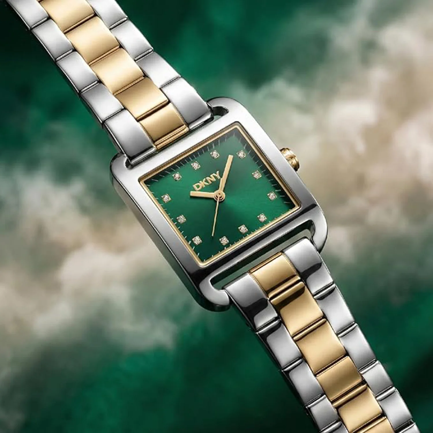 City Midi Women Quartz Green Dial Analog Stainless Steel Watch DK1L004M0075 - Image 4