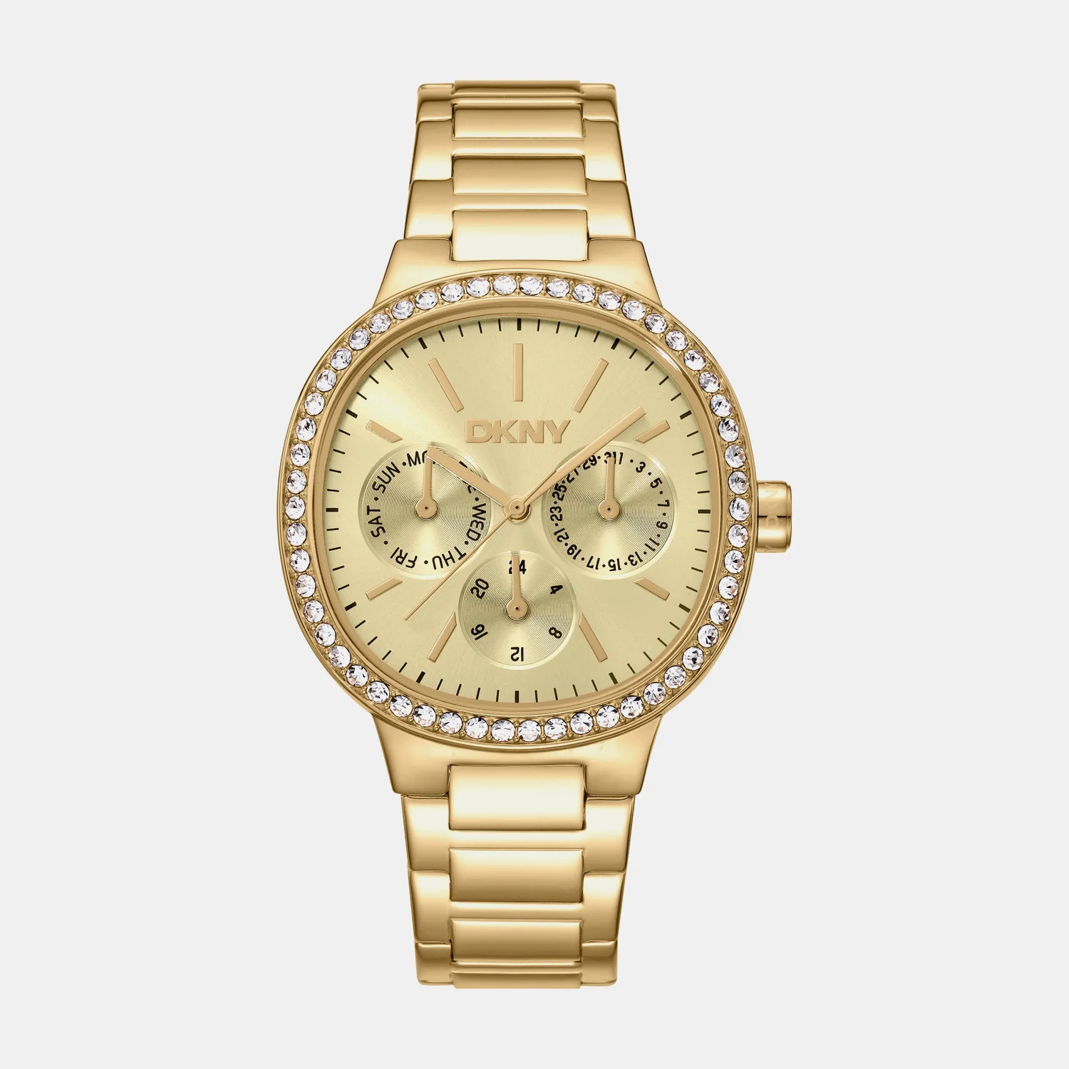 Evening Women Quartz Champagne Dial Multi-Function Stainless Steel Watch DK1L084M0065