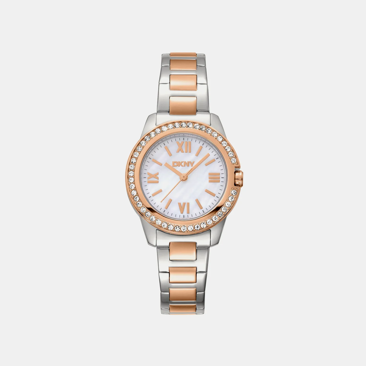 Evening Women Quartz White Mother Of Pearl Dial Analog Stainless Steel Watch DK1L105M0105