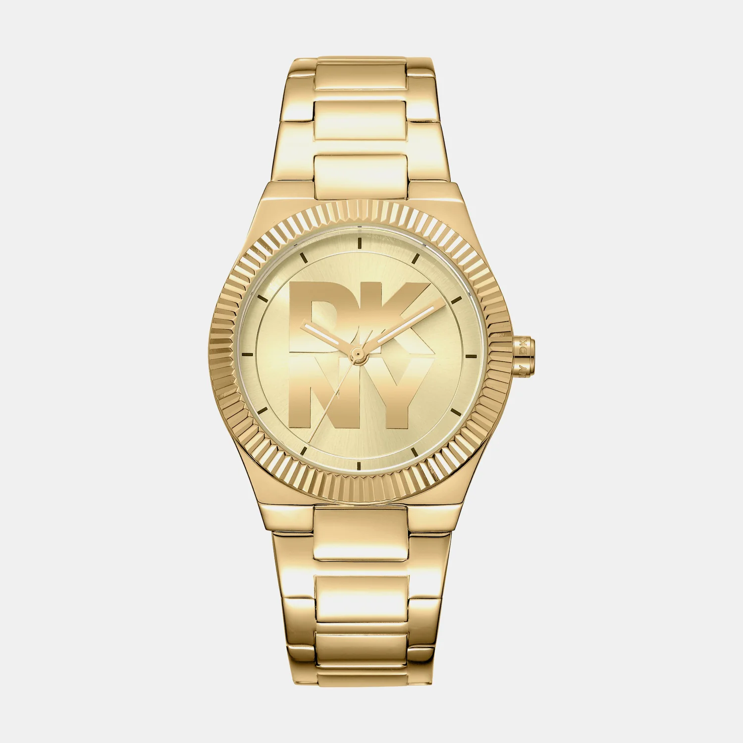 Logo Women Quartz Champagne Dial Analog Stainless Steel Watch DK1L102M0035
