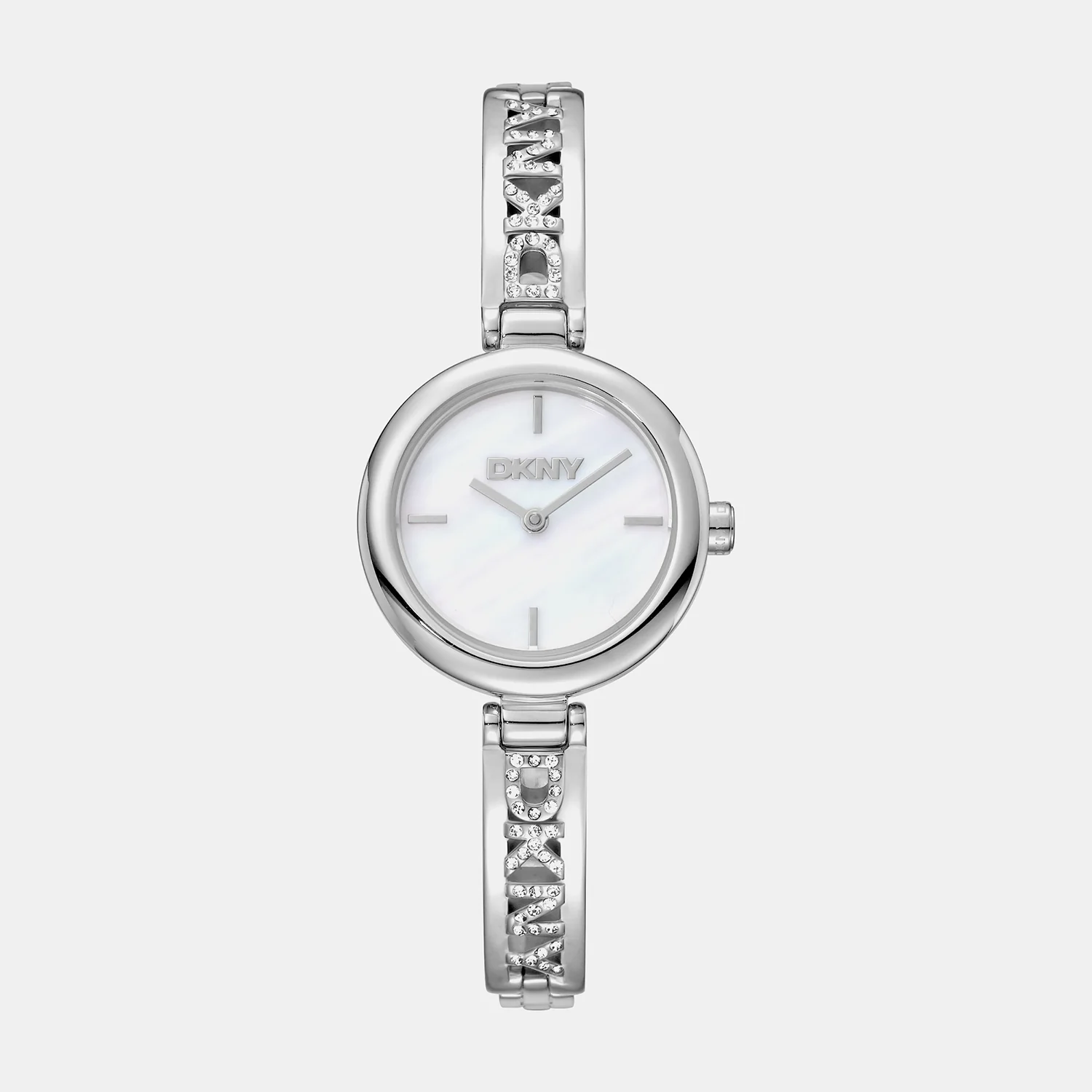Logo Women Quartz White Mother Of Pearl Dial Analog Stainless Steel Watch DK1L115M0215