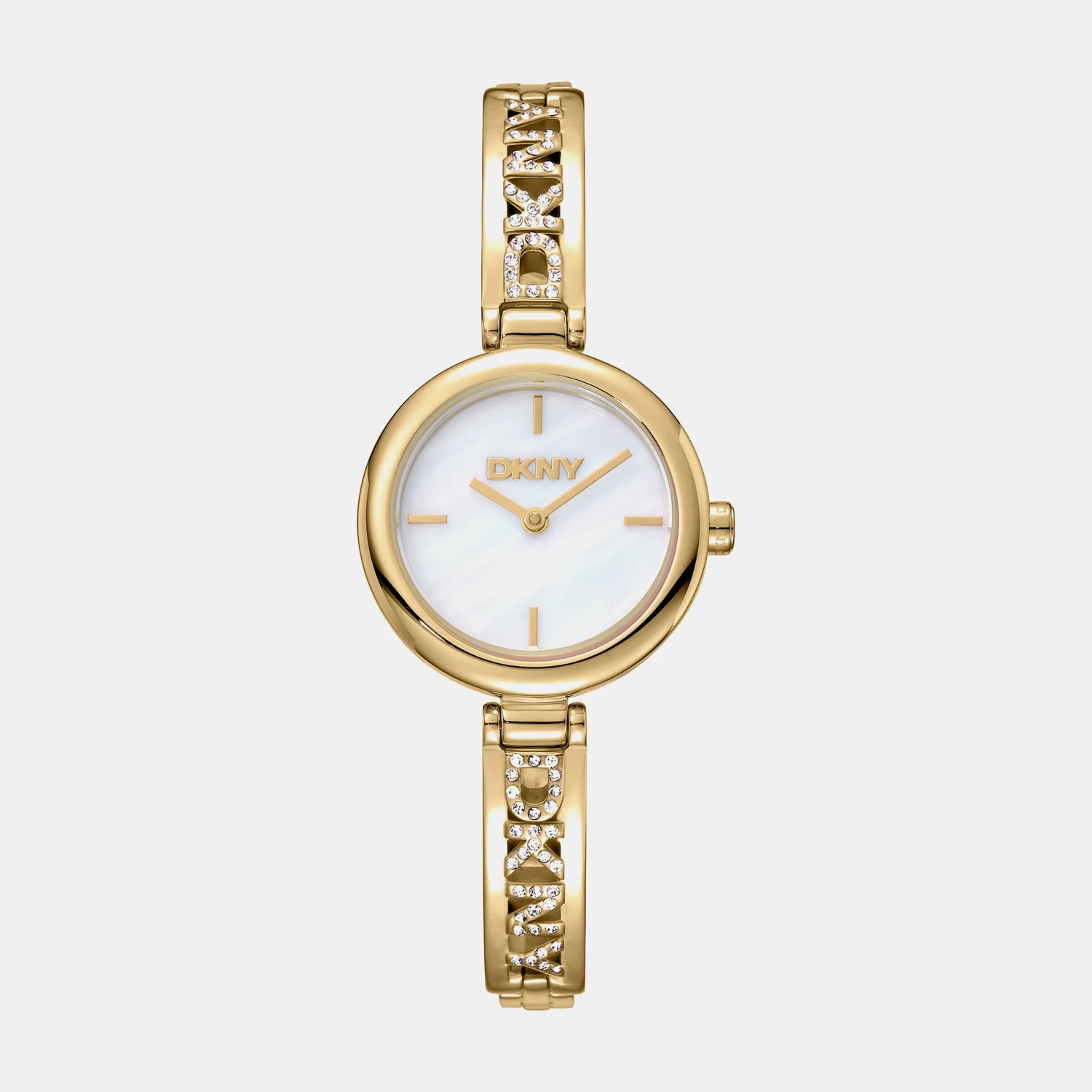 Logo Women Quartz White Mother Of Pearl Dial Analog Stainless Steel Watch DK1L115M0225