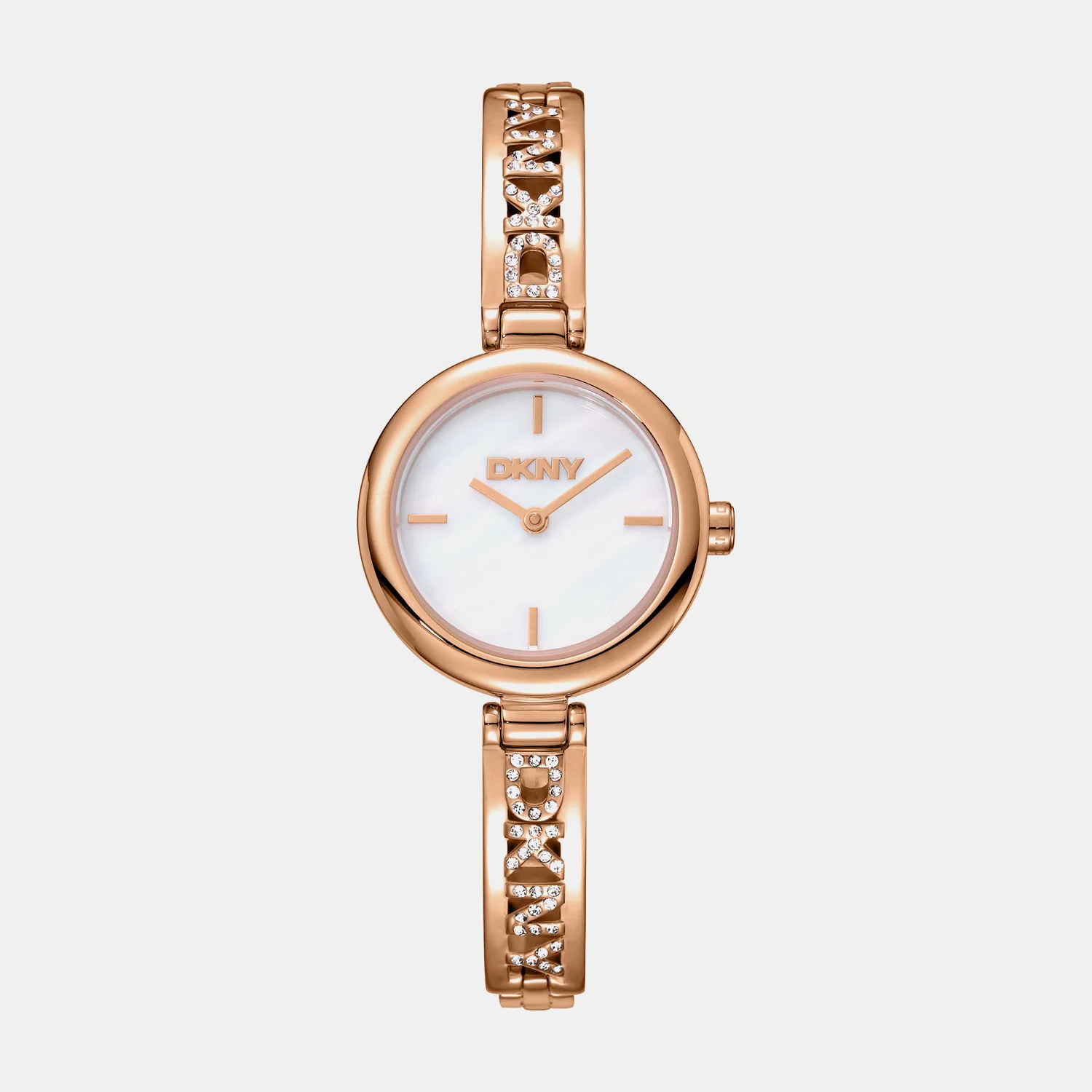 Logo Women Quartz White Mother Of Pearl Dial Analog Stainless Steel Watch DK1L115M0235