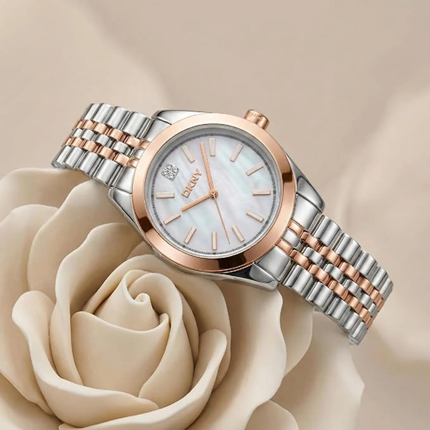 Nolita Midi Women Quartz White Mother Of Pearl Dial Analog Stainless Steel Watch DK1L029M0095 - Image 4