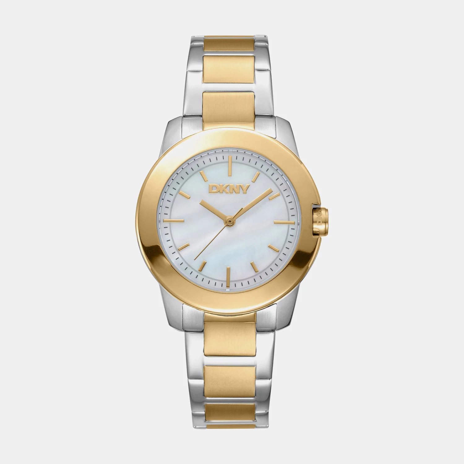 Park Ave Midi Women Quartz White Mother Of Pearl Dial Analog Stainless Steel Watch DK1L020M0065