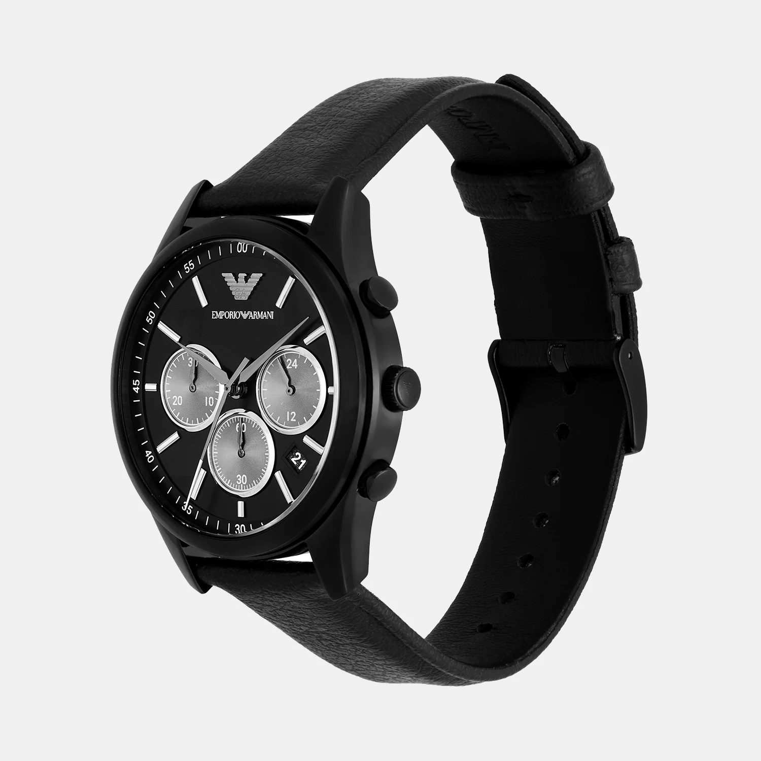 Antonio Men Quartz Black Dial Chronograph Leather Watch AR11583 - Image 4