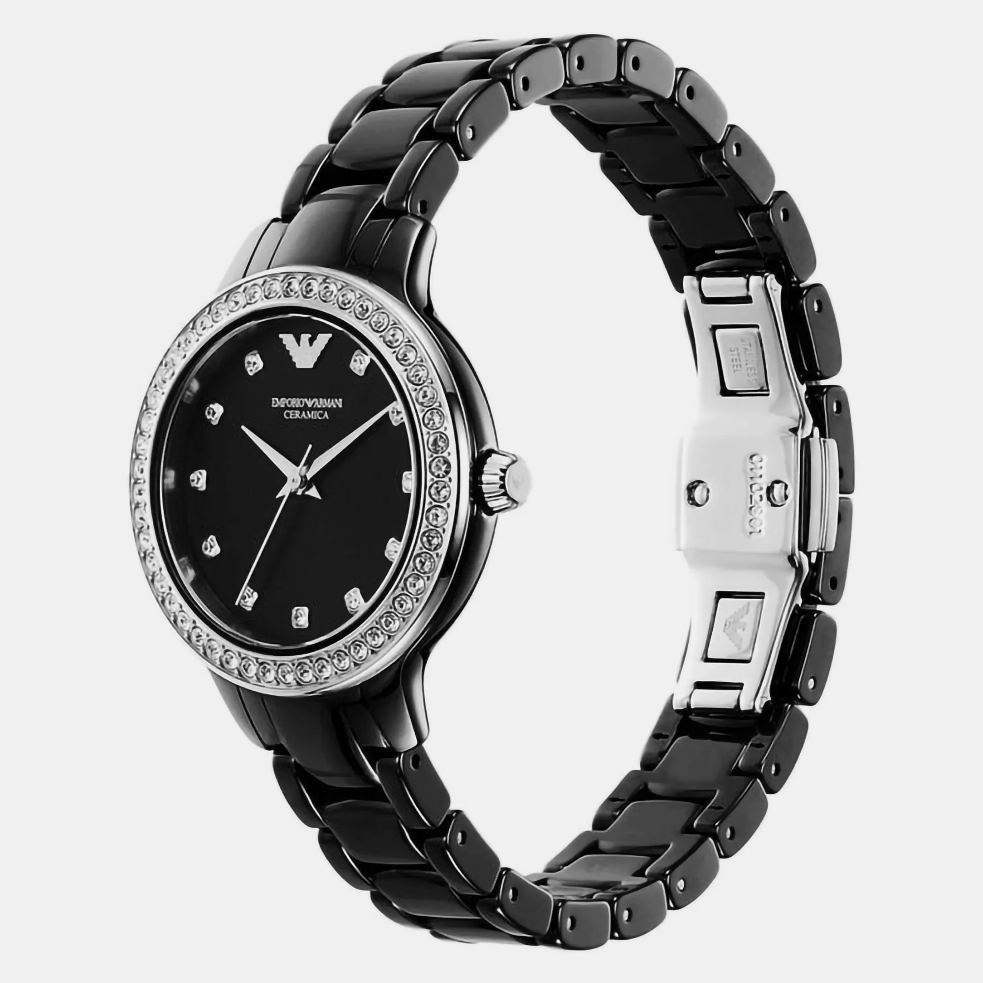 Cleo Women Quartz Black Dial Analog Ceramic Watch AR70008 - Image 3