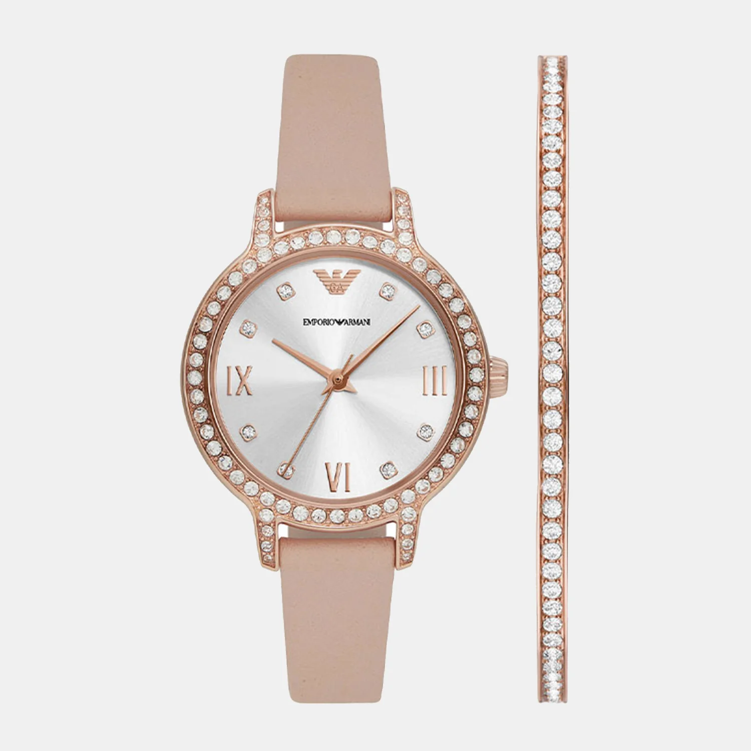 cleo Women Quartz Silver Dial Analog Leather Watch AR80069SET