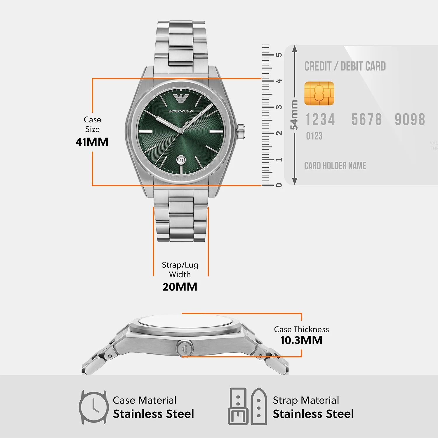 Federico Men Quartz Green Dial Analog Stainless Steel Watch AR11621 - Image 7