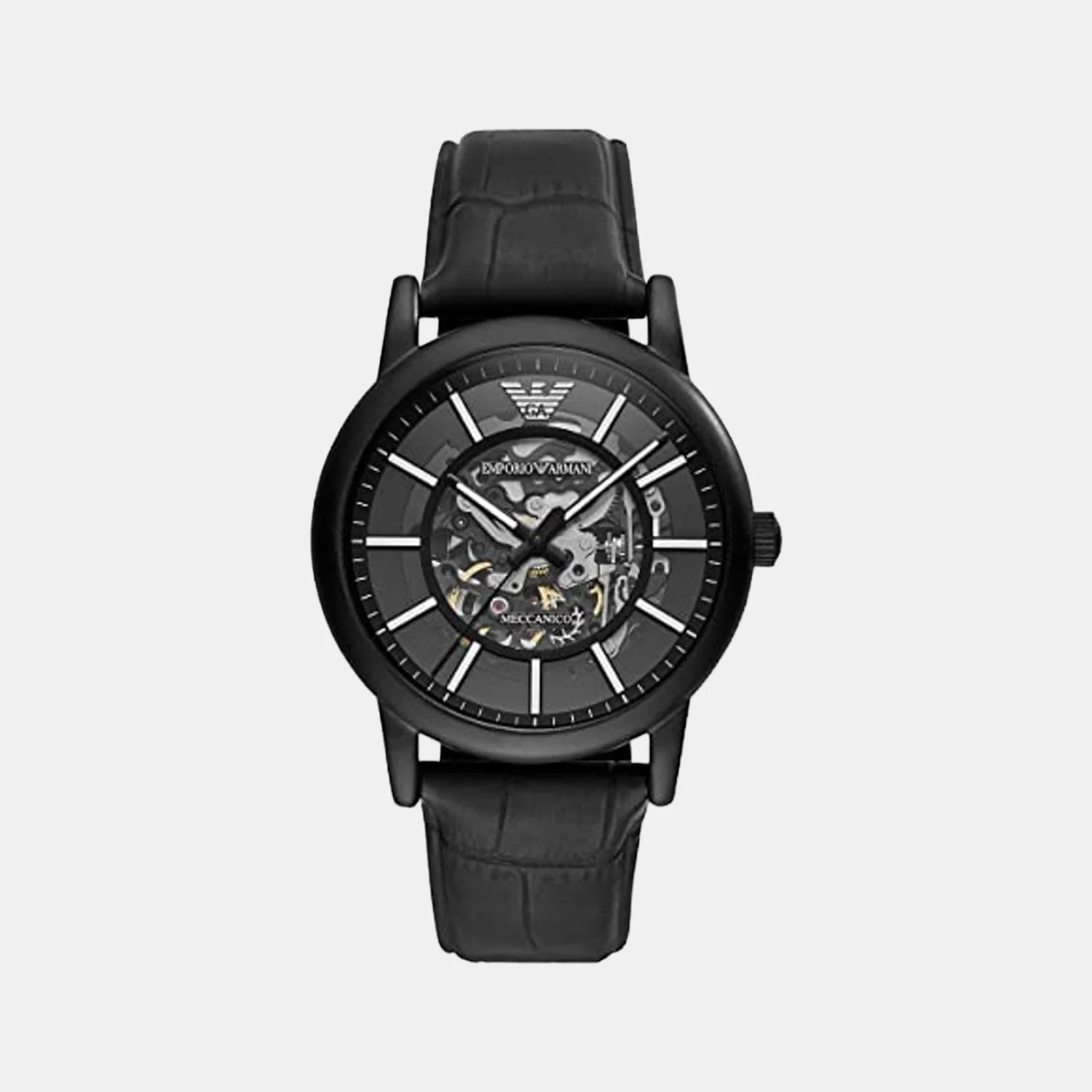 Luigi Men Automatic Black Dial Chronograph Leather Watch AR60008