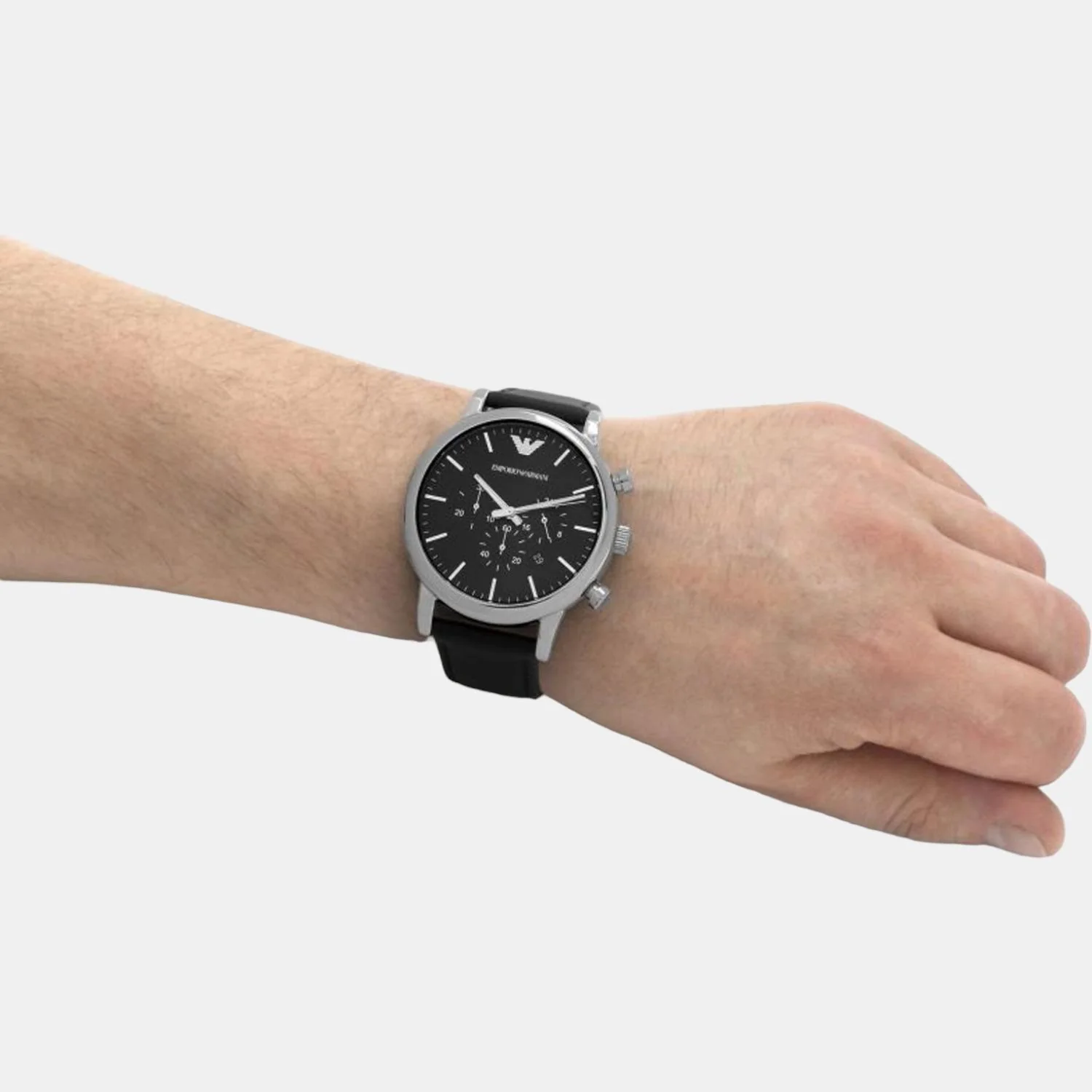 Luigi Men Quartz Black Dial Chronograph Leather Watch AR1828 - Image 5