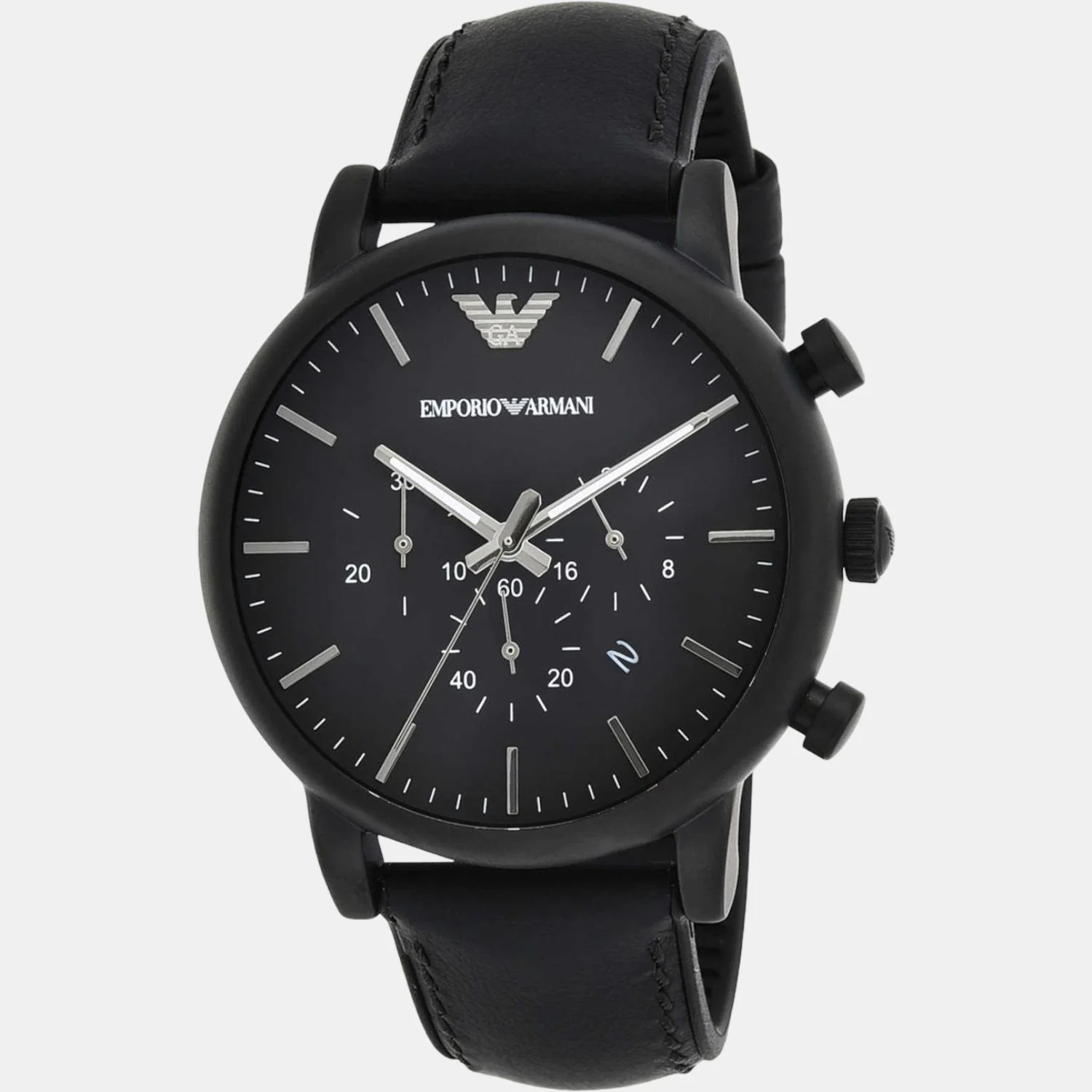 Luigi Men Quartz Black Dial Chronograph Leather Watch AR1970 - Image 3