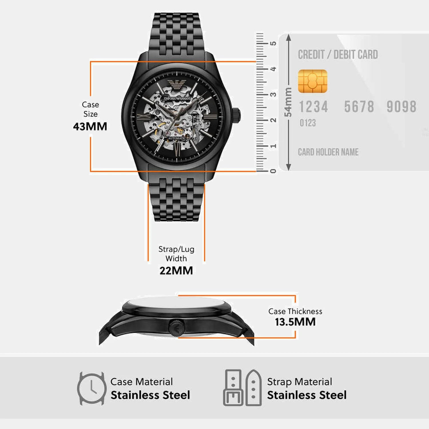 Men Automatic Black Dial Analog Stainless Steel Watch AR60093 - Image 6