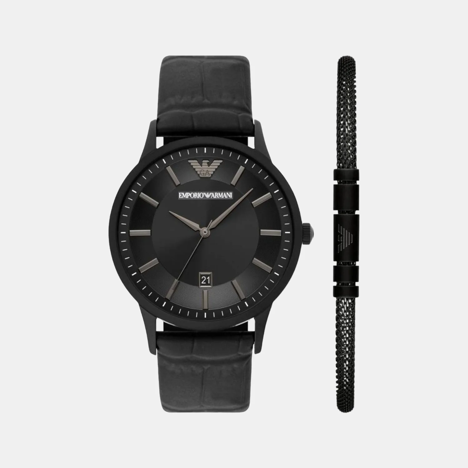 Men Quartz Black Dial Analog Leather Watch AR80057