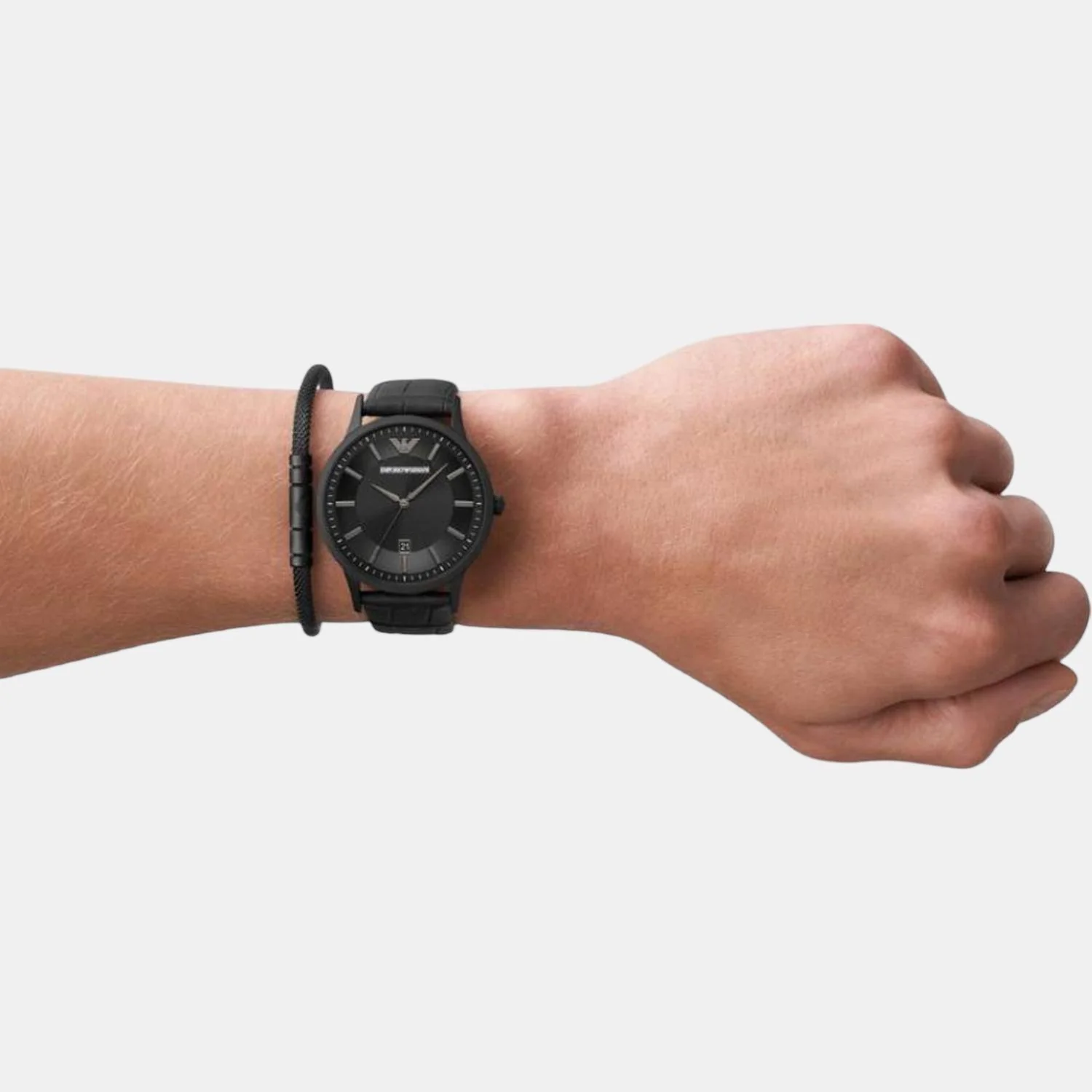 Men Quartz Black Dial Analog Leather Watch AR80057 - Image 2