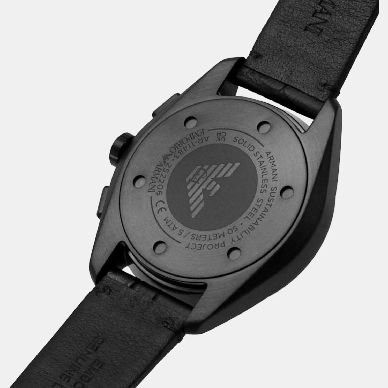 Men Quartz Black Dial Chronograph Leather Watch AR11483 - Image 7