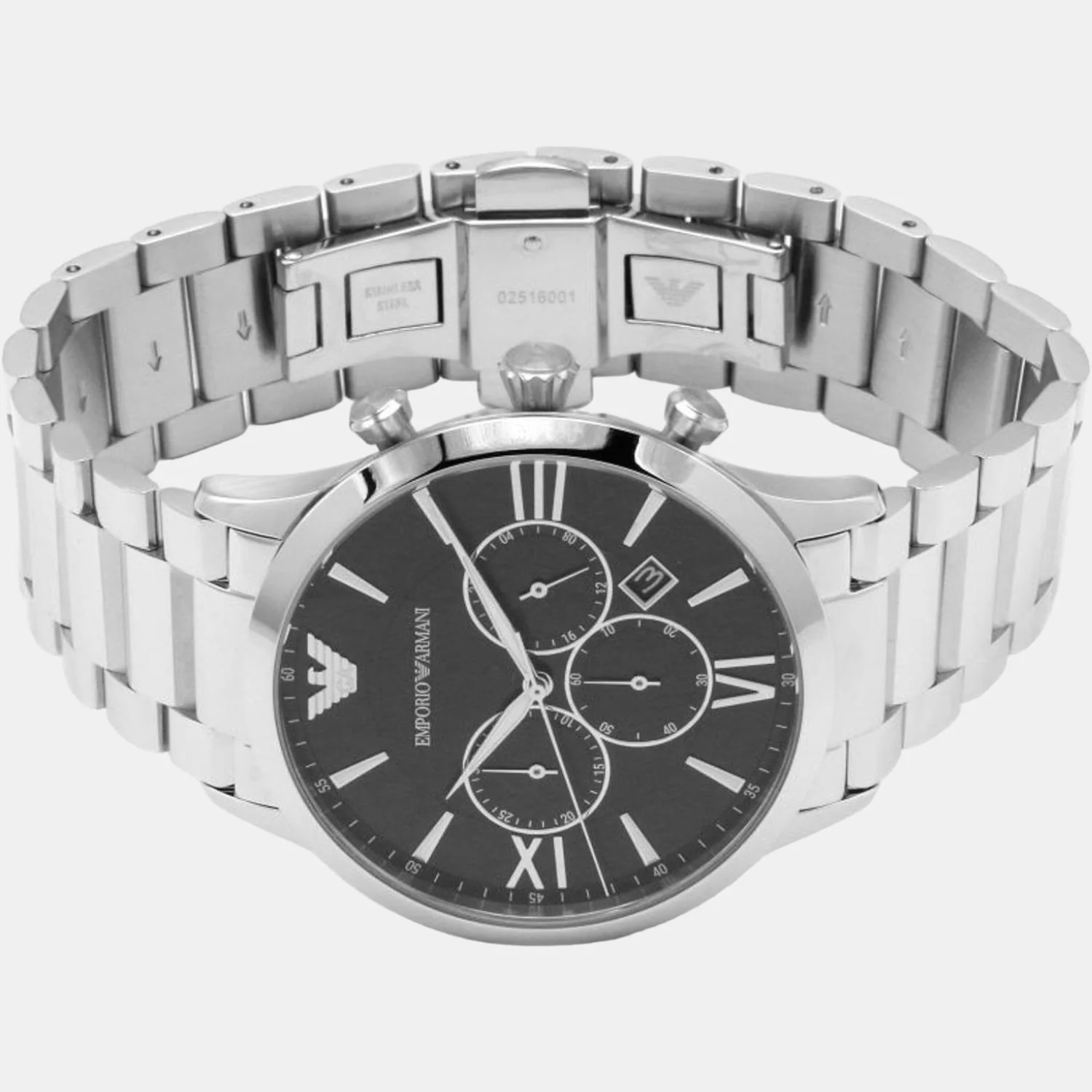Men Quartz Black Dial Chronograph Stainless Steel Watch AR11208 - Image 2