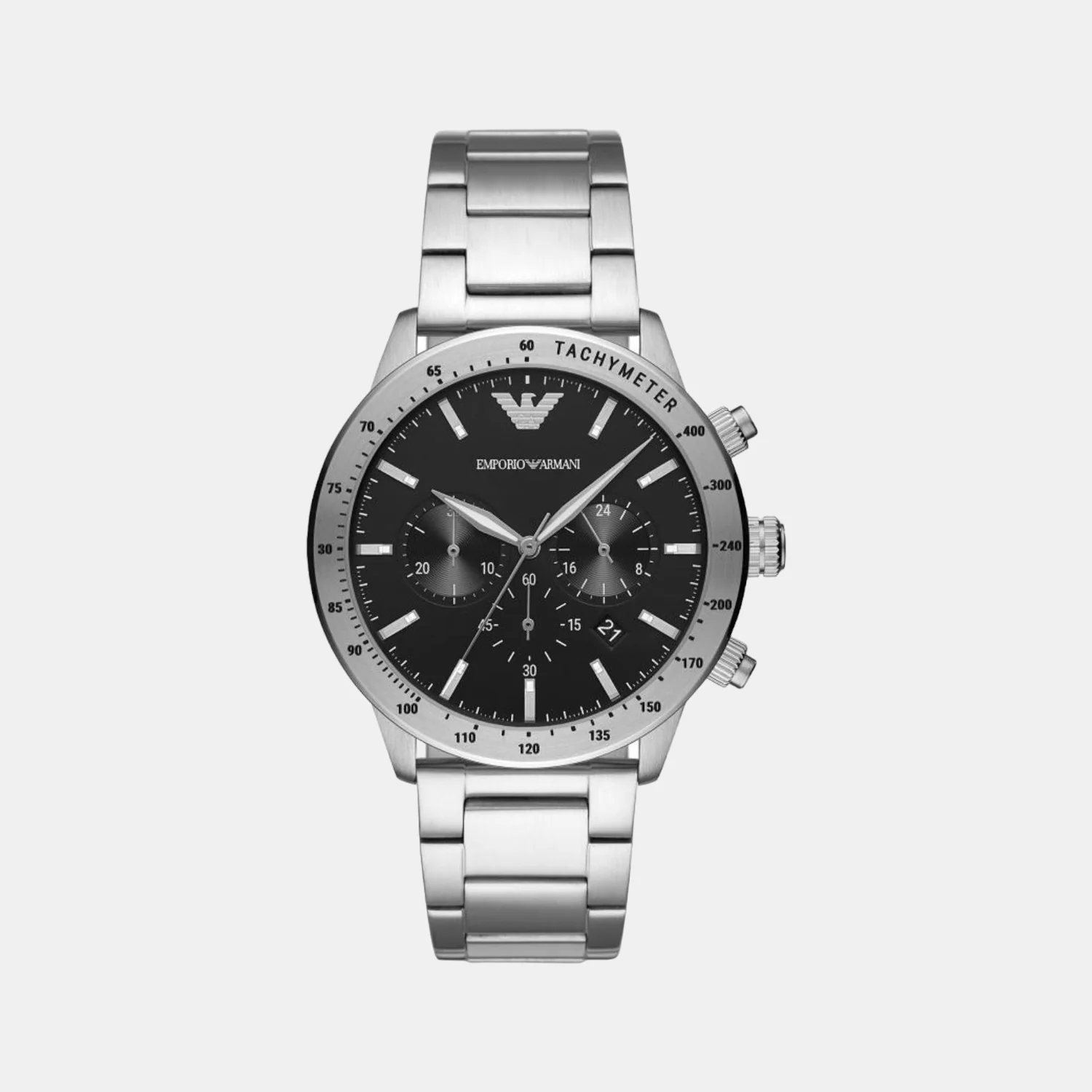 Men Quartz Black Dial Chronograph Stainless Steel Watch AR11241