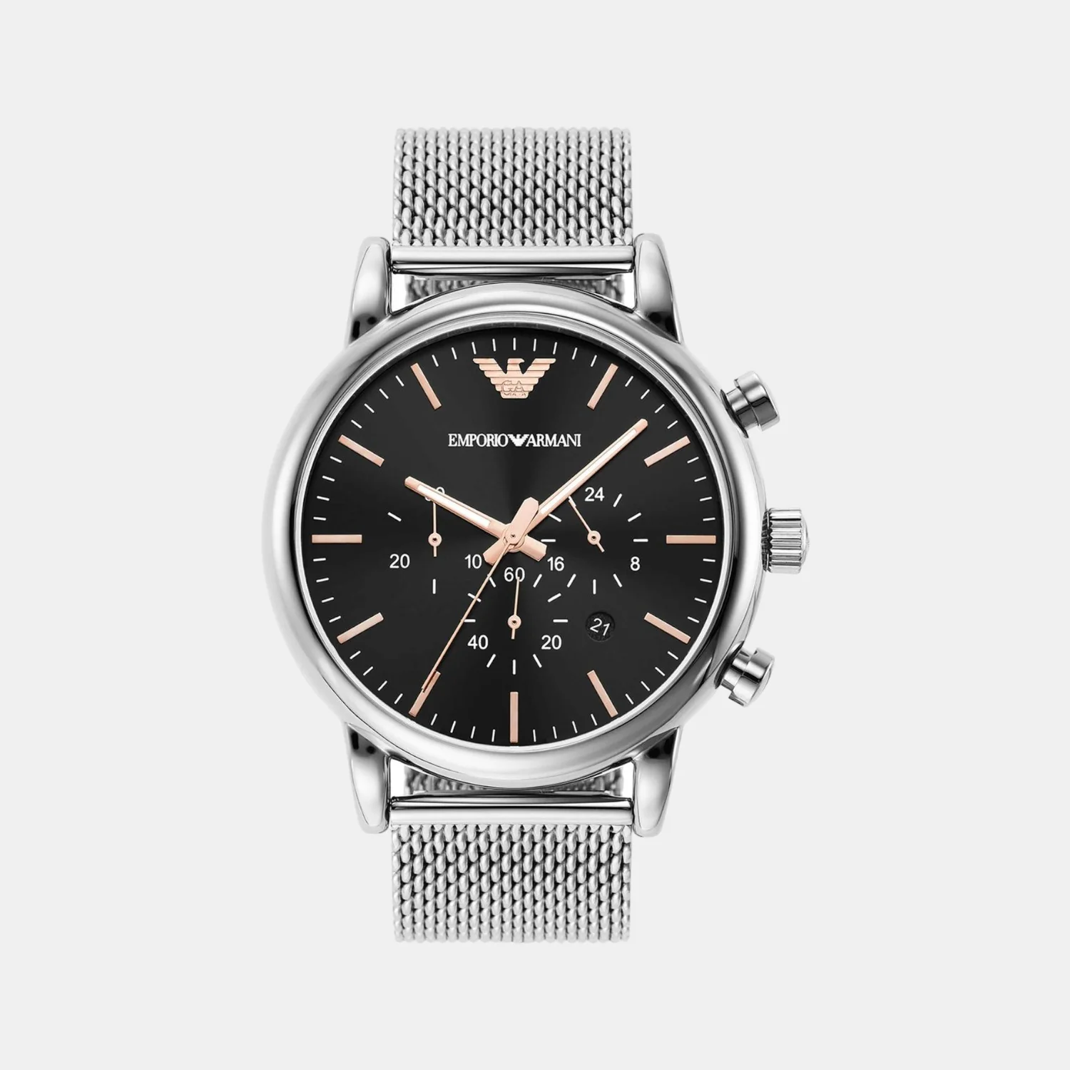 Men Quartz Black Dial Chronograph Stainless Steel Watch AR11429
