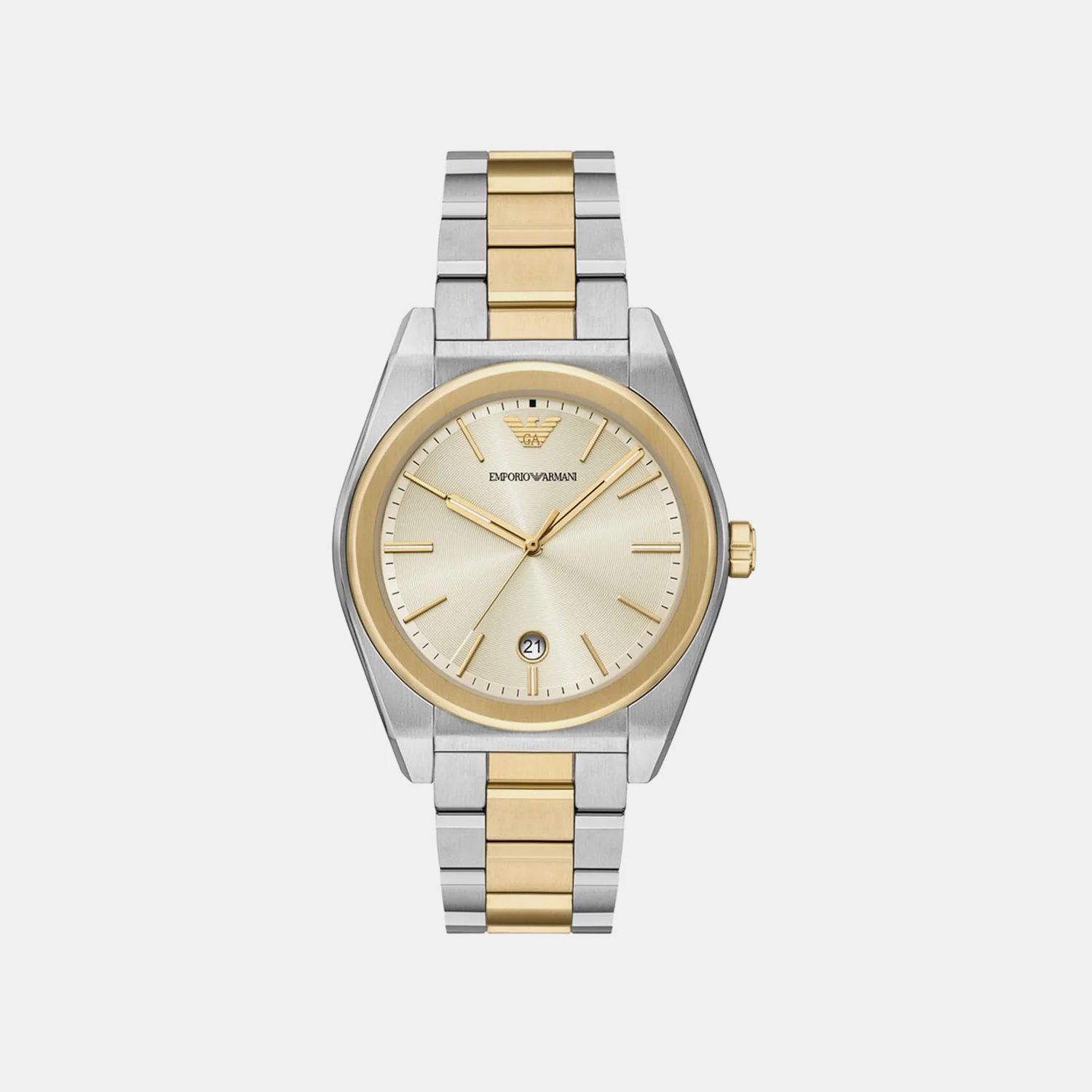 Men Quartz Cream Dial Analog Stainless Steel Watch AR11716