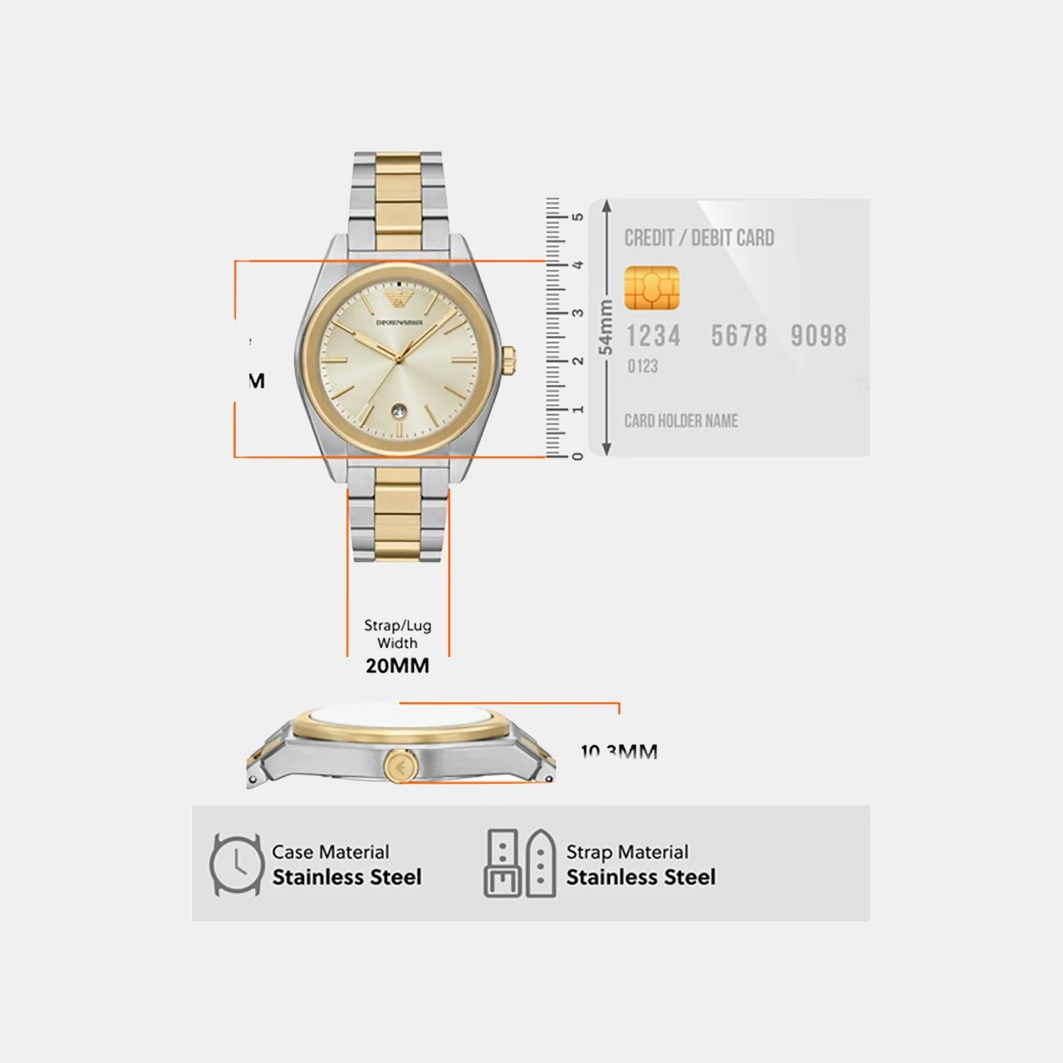 Men Quartz Cream Dial Analog Stainless Steel Watch AR11716 - Image 4