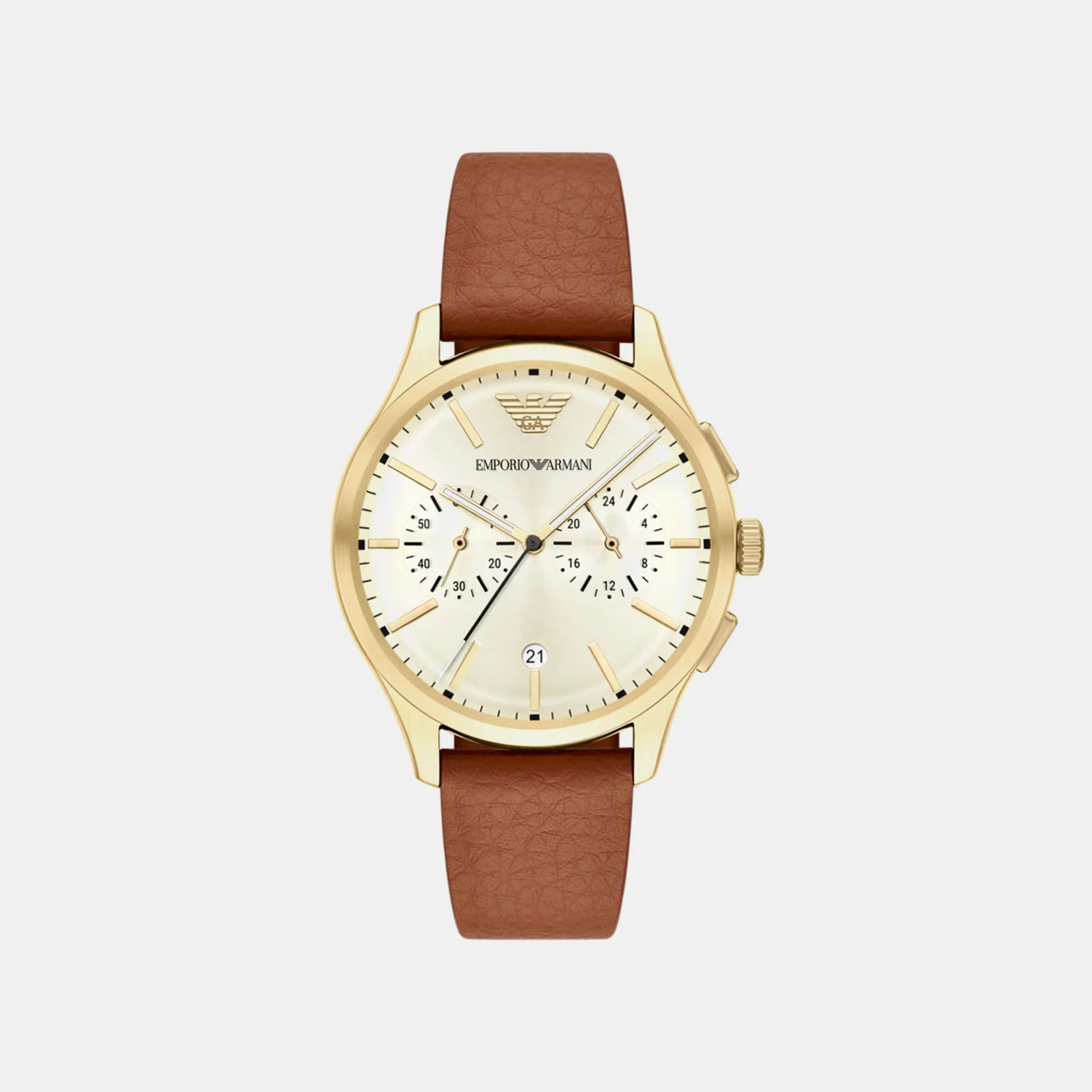 Men Quartz Cream Dial Chronograph Rubber Watch AR11714