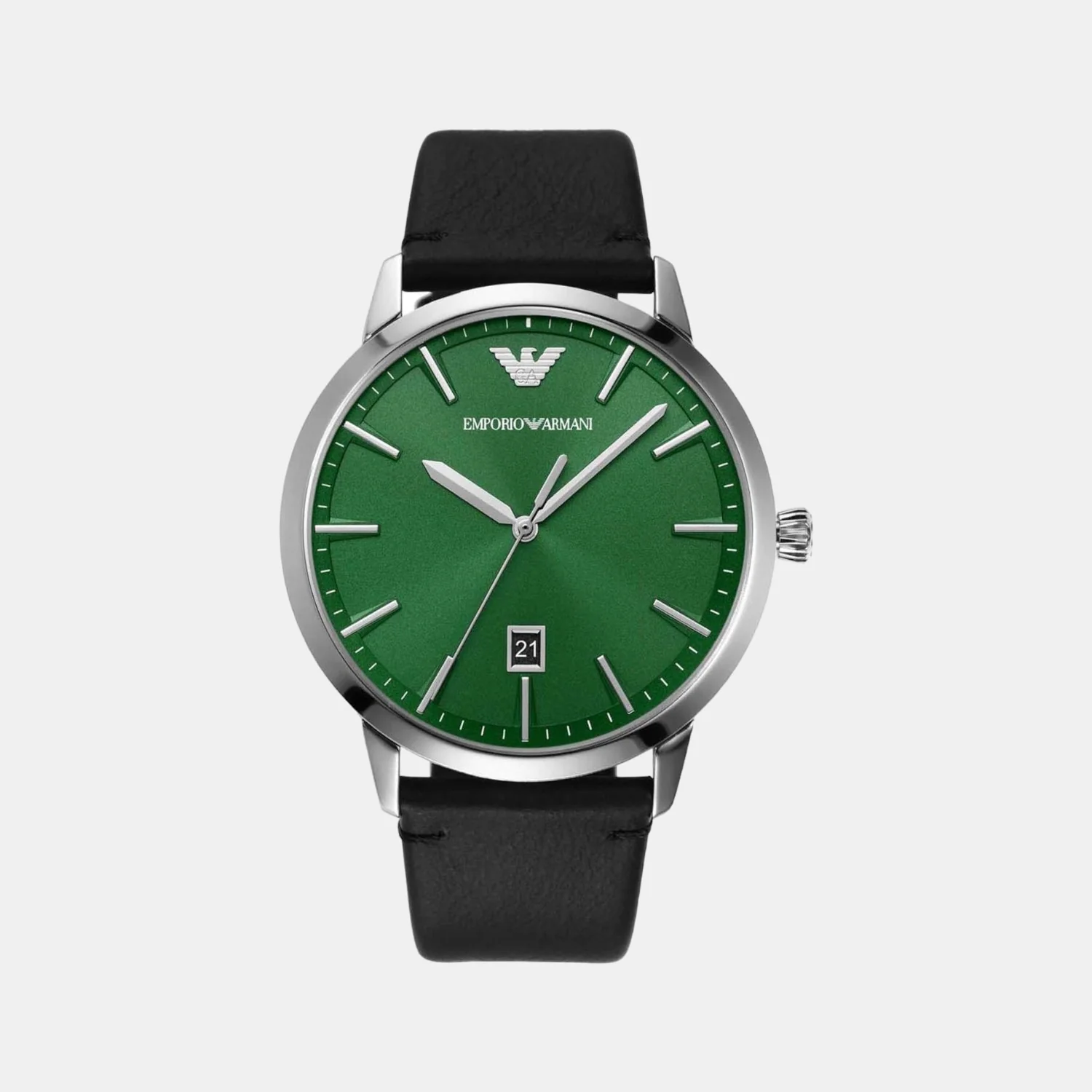 Men Quartz Green Dial Analog Leather Watch AR11509
