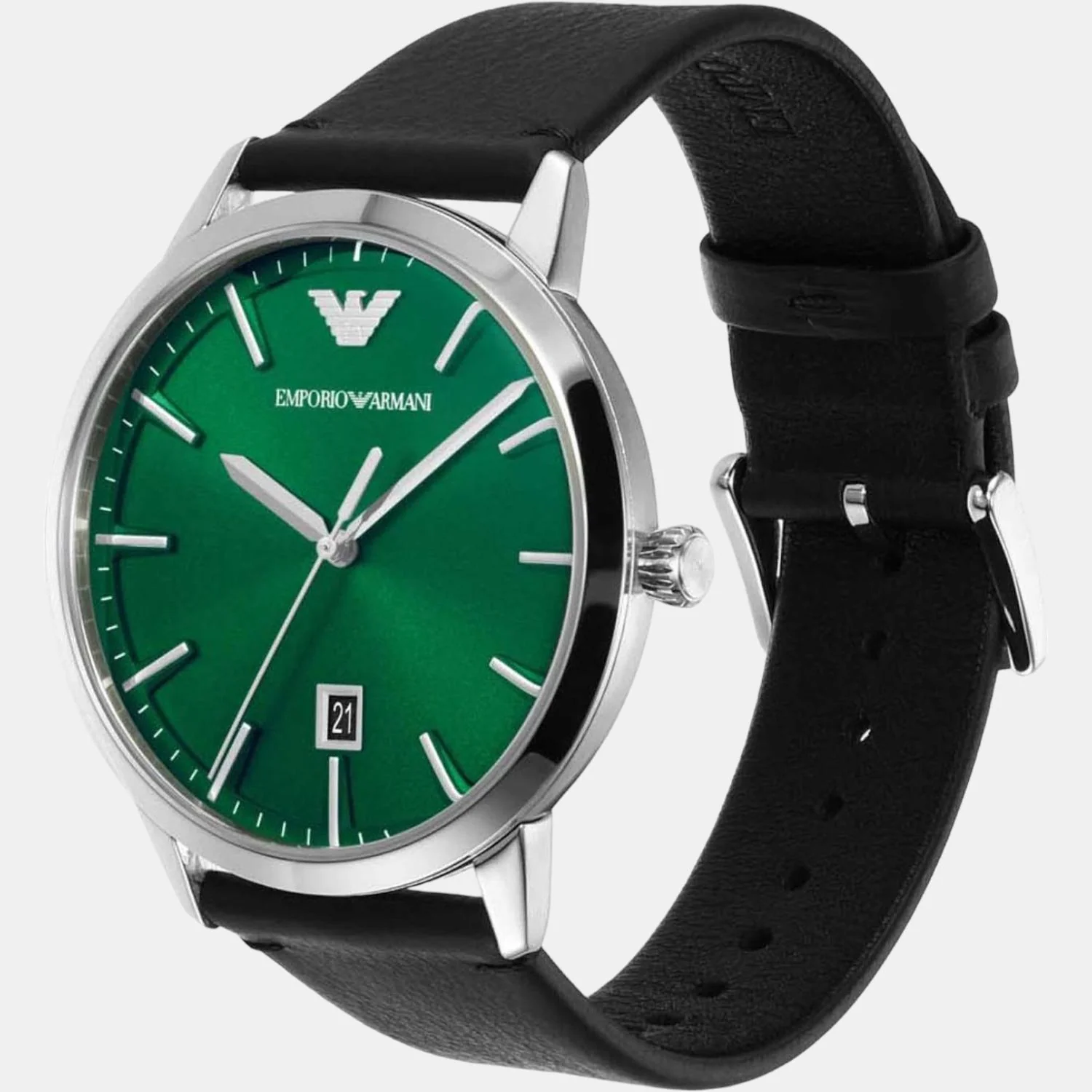 Men Quartz Green Dial Analog Leather Watch AR11509 - Image 4