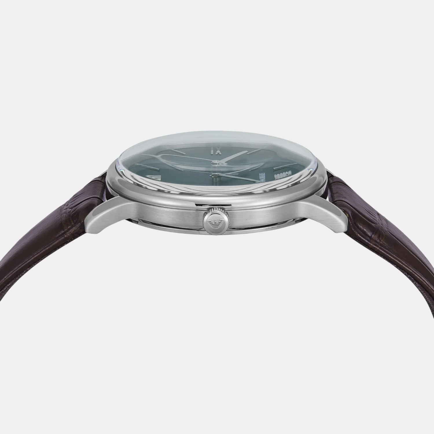 Men Quartz Green Dial Analog Leather Watch AR11672 - Image 5