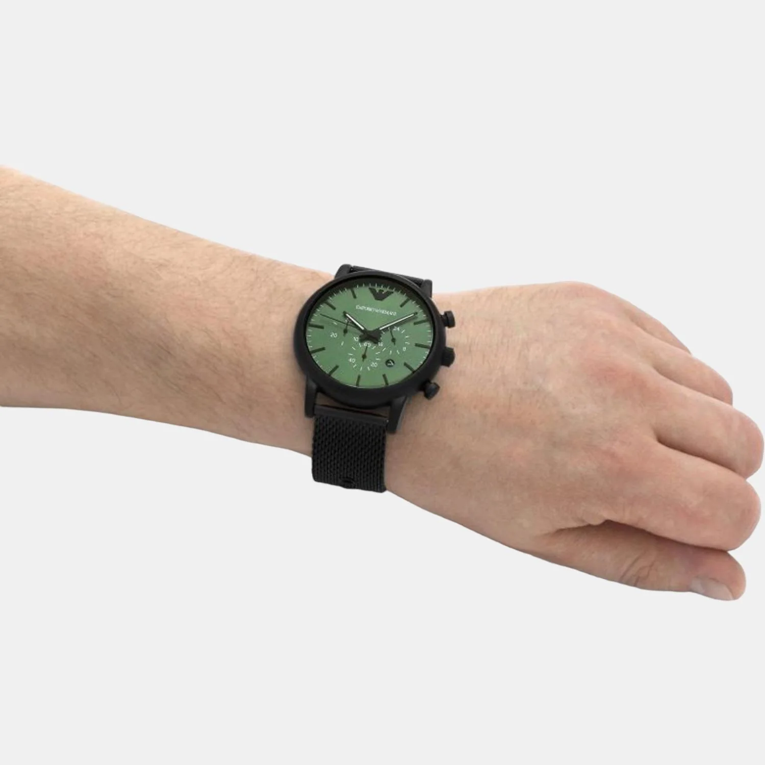 Men Quartz Green Dial Chronograph Stainless Steel Watch AR11470 - Image 7