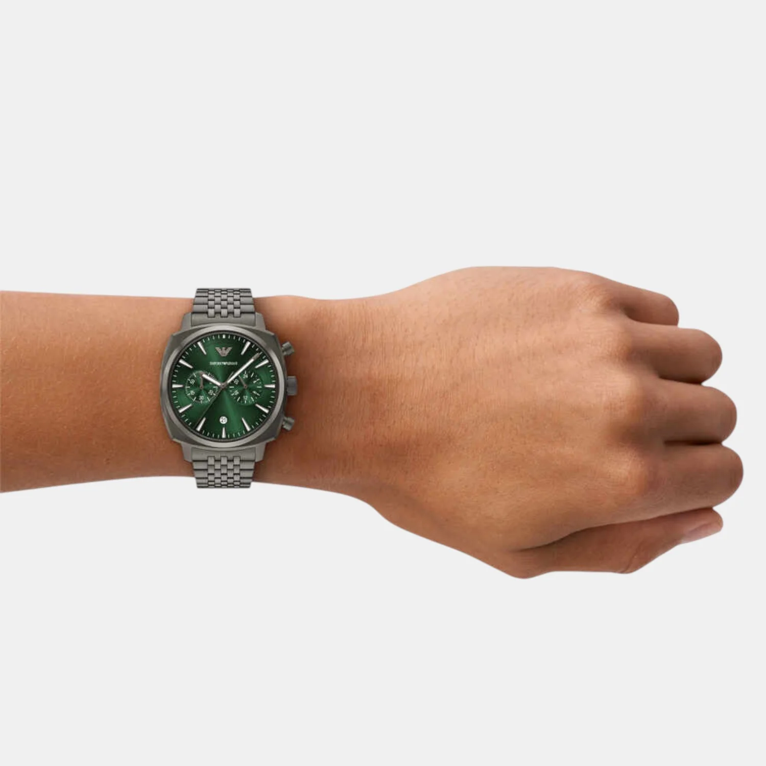 Men Quartz Green Dial Chronograph Stainless Steel Watch AR11689 - Image 5
