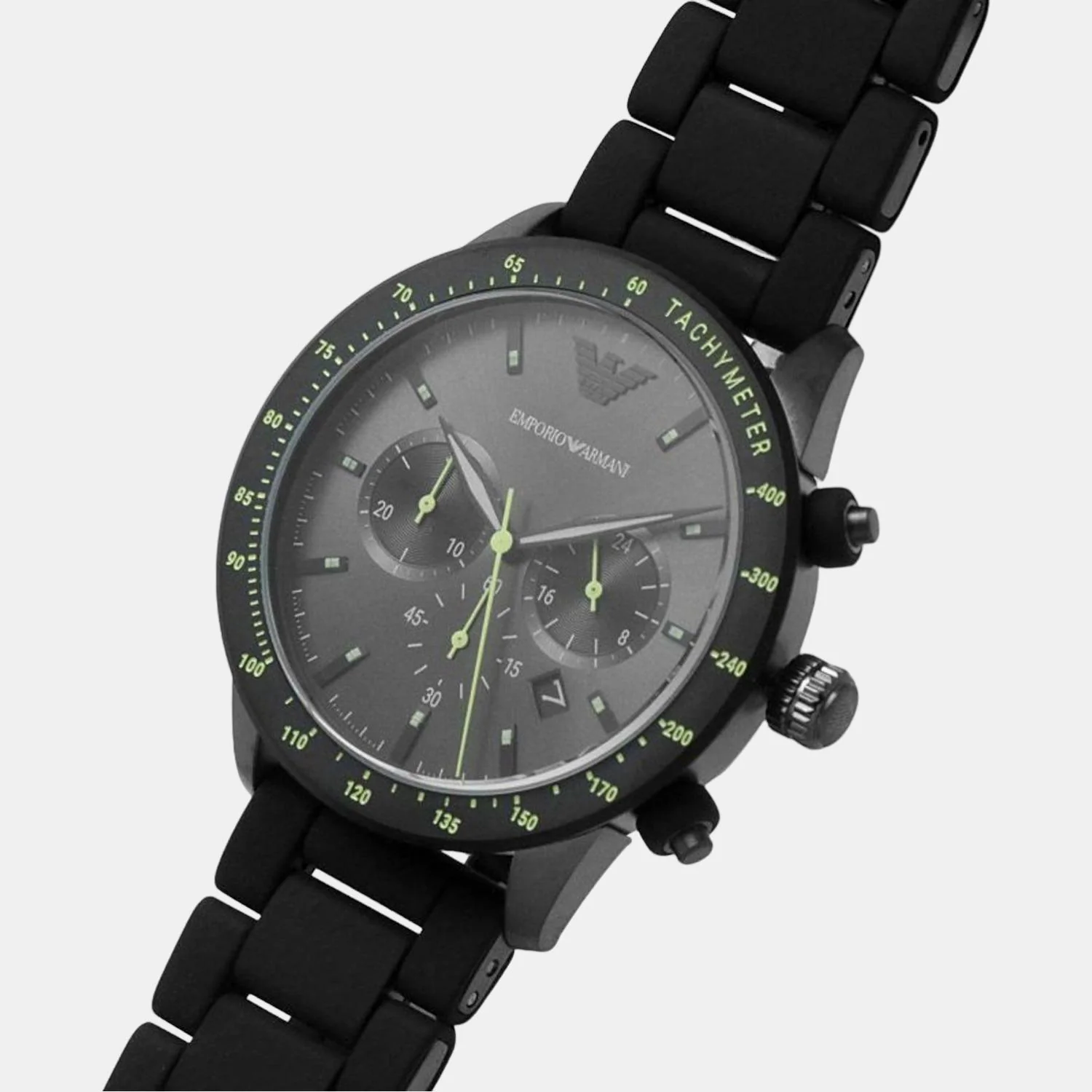 Men Quartz Grey Dial Chronograph Silicone Watch AR11410 - Image 5