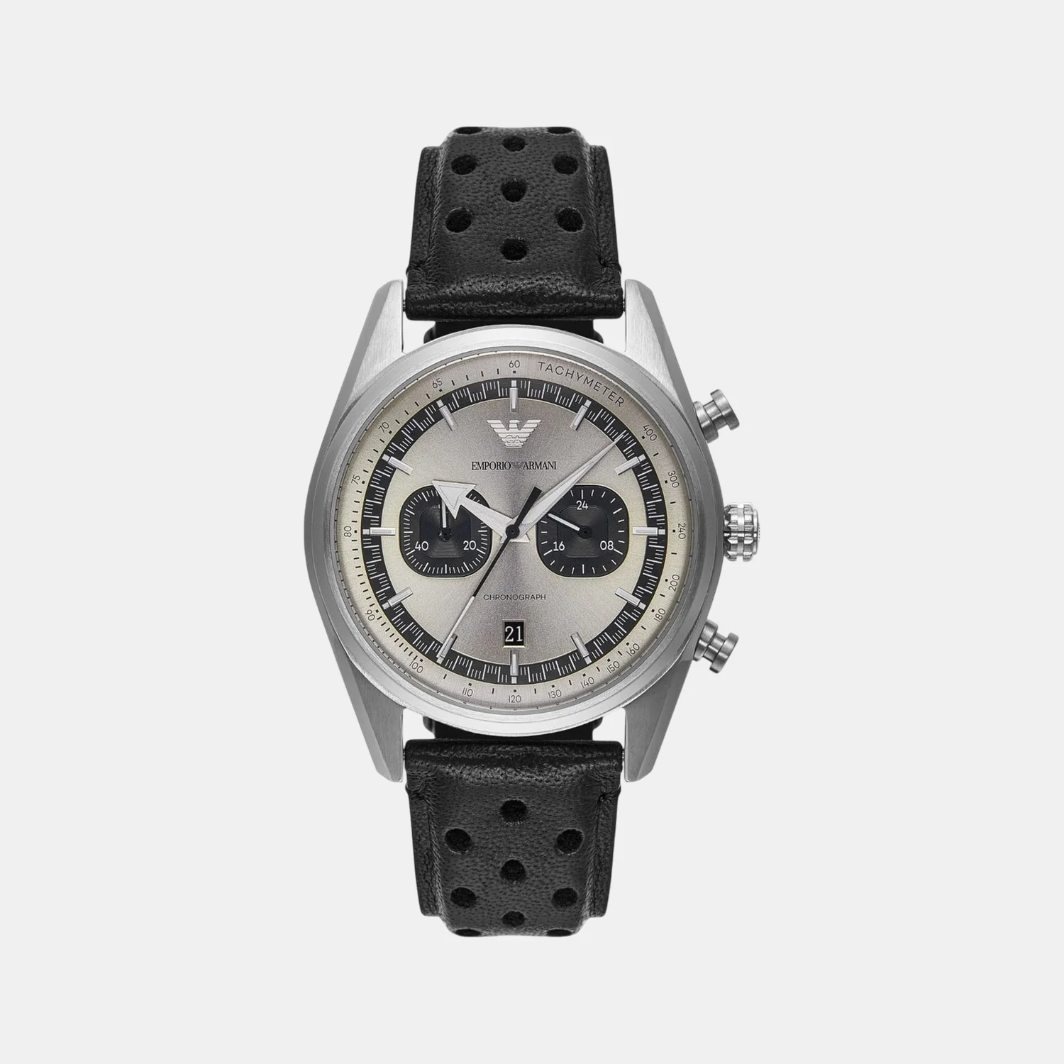 Men Quartz Two Tone Dial Chronograph Leather Watch AR11677