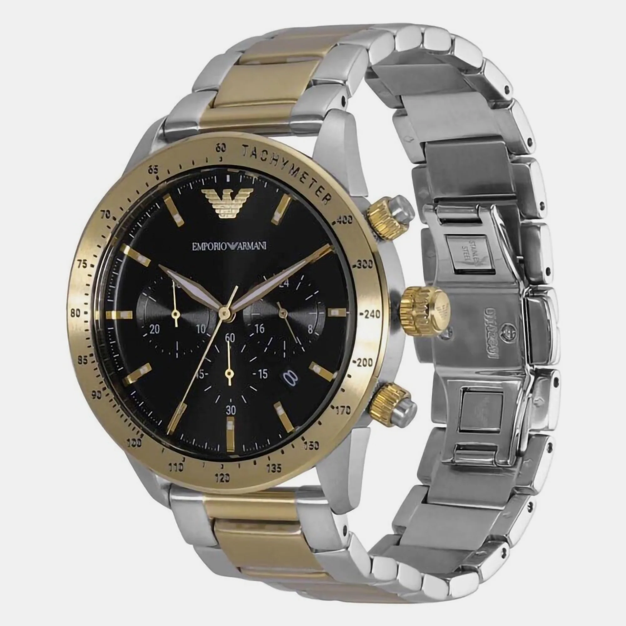 Na Men Quartz Black Dial Analog Stainless Steel Watch AR11521 - Image 2